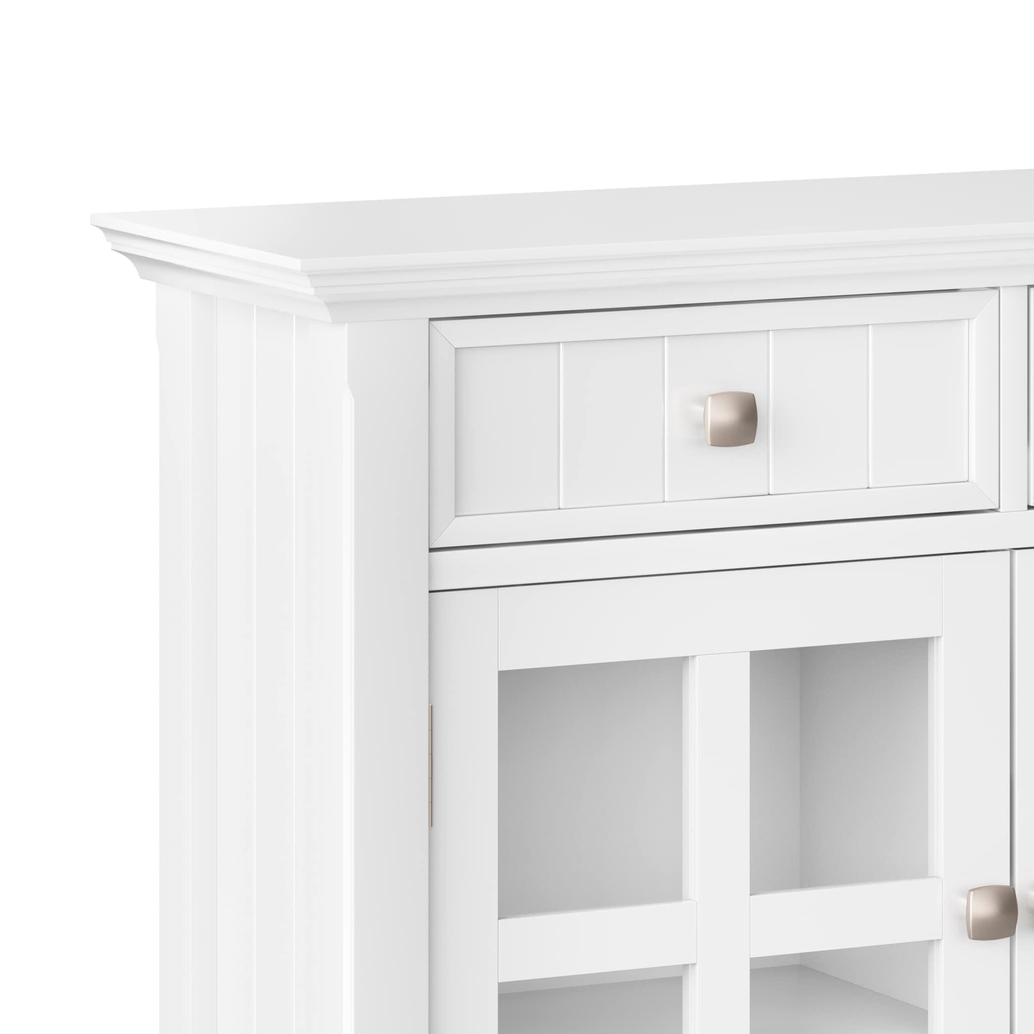 Simpli Home Acadian 36"W Solid Wood 2-Shelf Entryway Storage Cabinet with Glass Doors and 2 Drawers
