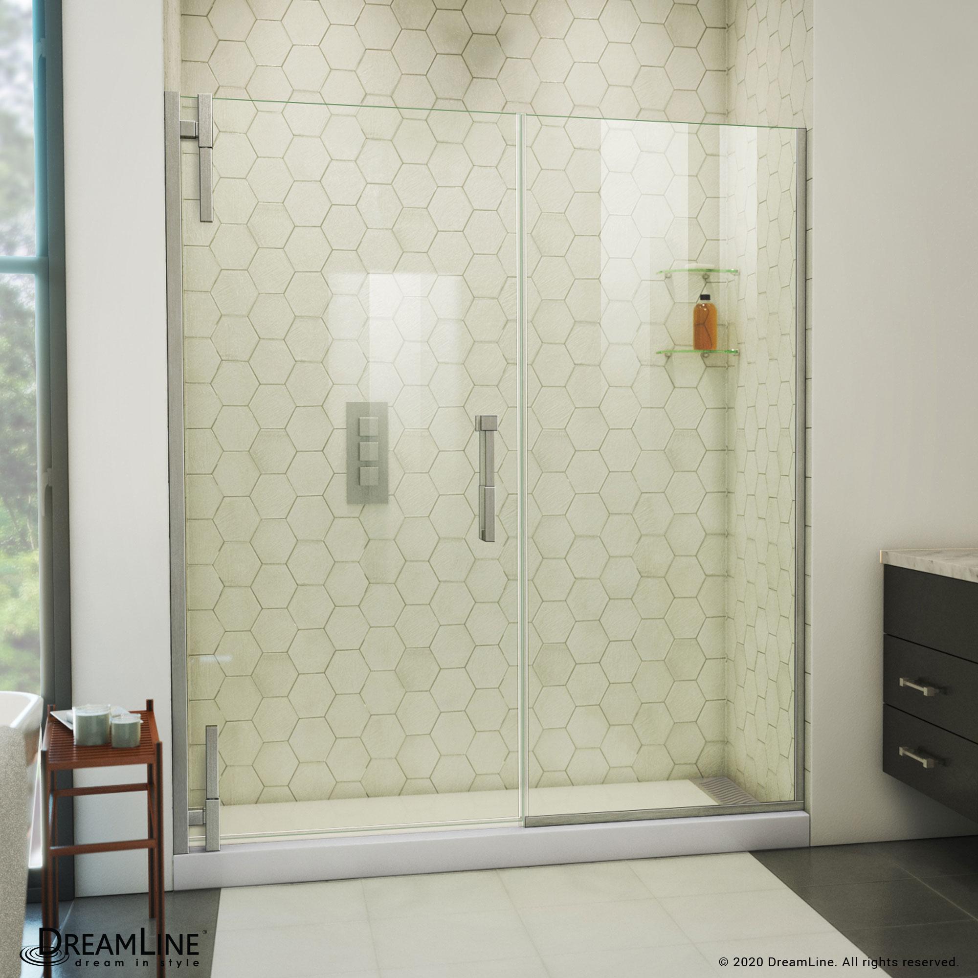DreamLine Ascend 64-65 in. W x 72 in. H Frameless Pivot Shower Door