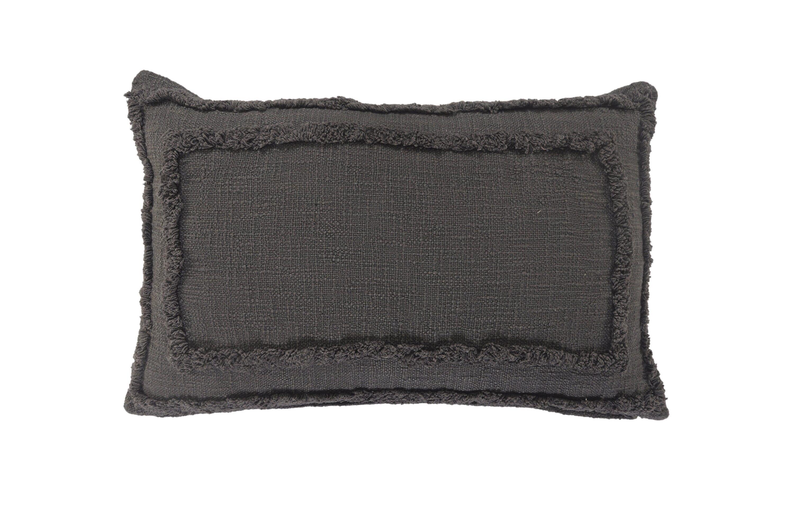 Ox Bay Modern Tufted Solid Lumbar Throw Pillow, 16" x 24" , Gray