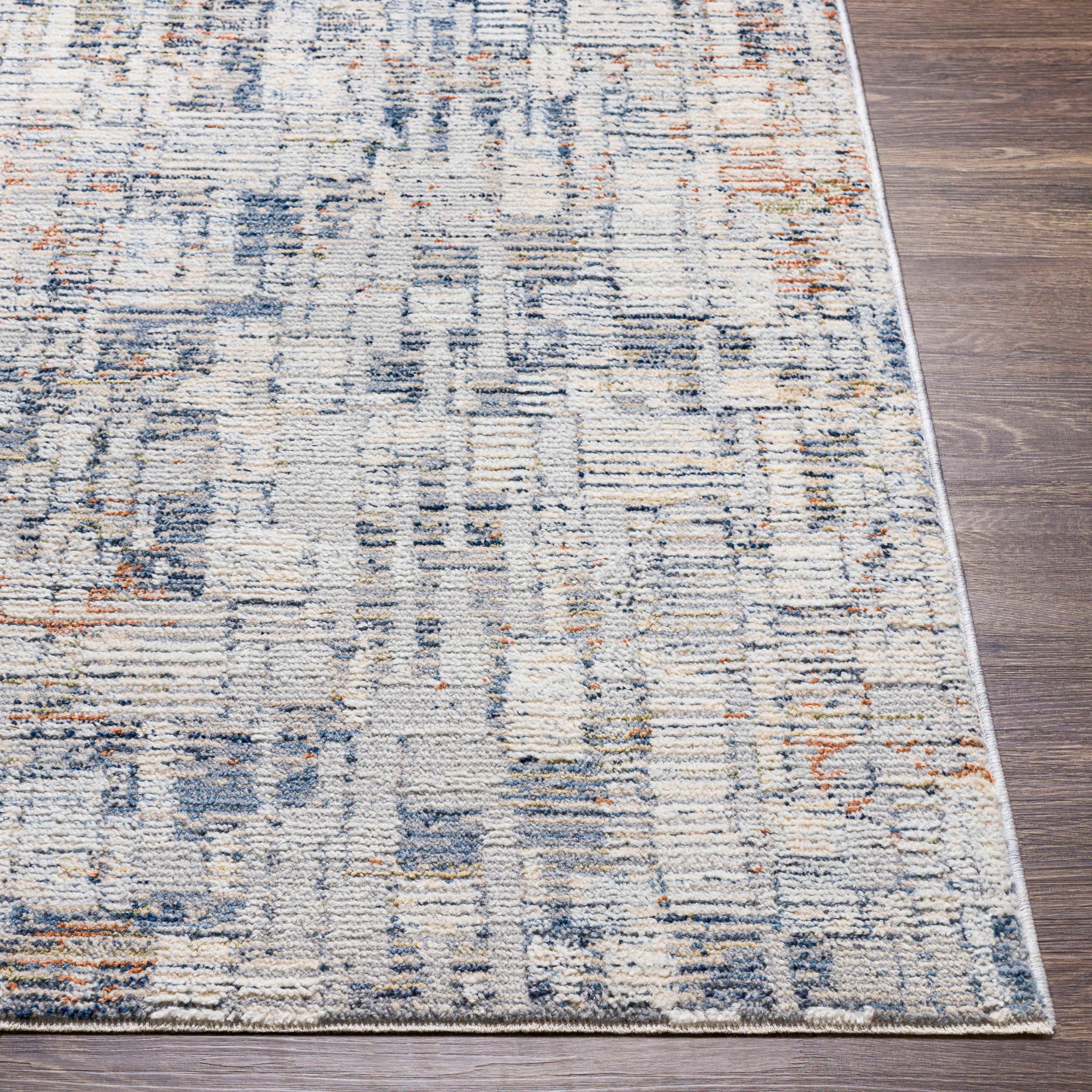 Gray and Multicolor Abstract Synthetic Area Rug