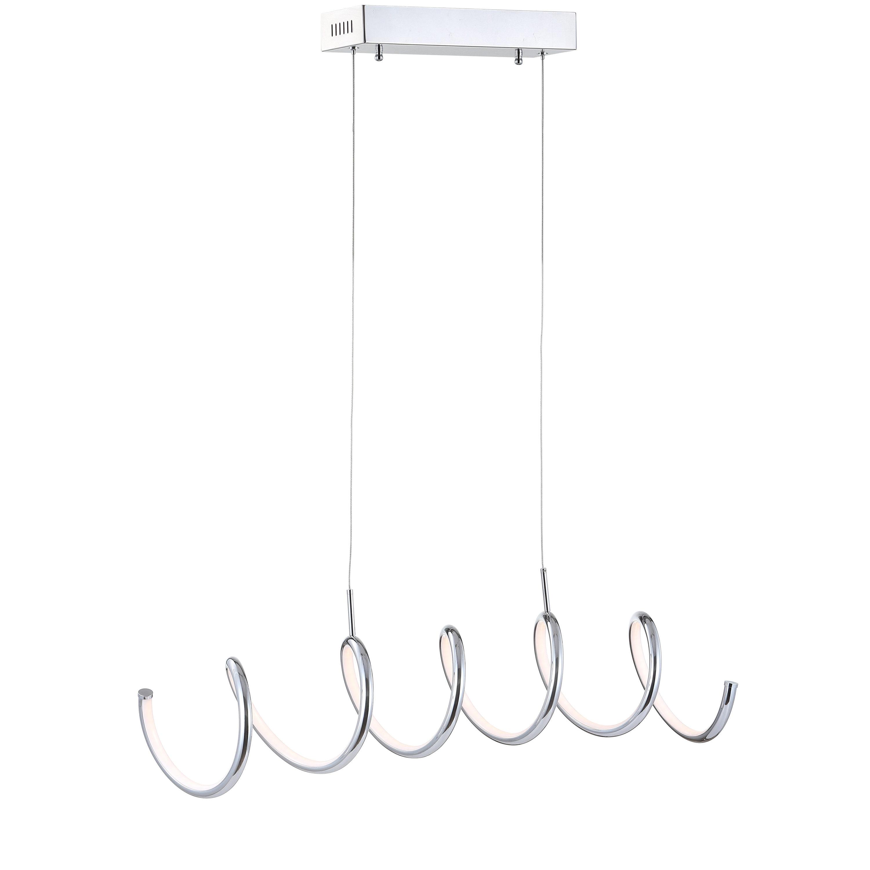 Ali 31" Dimmable Adjustable Integrated LED Metal Linear Pendant, Chrome