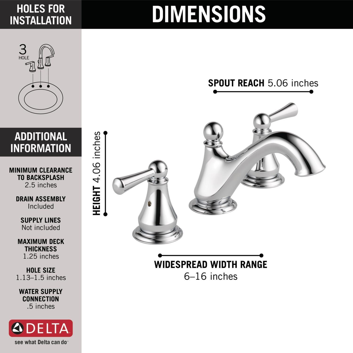Haywood Widespread Bathroom Faucet 3 Hole, 2-handle Bathroom Sink Faucet with Drain Assembly