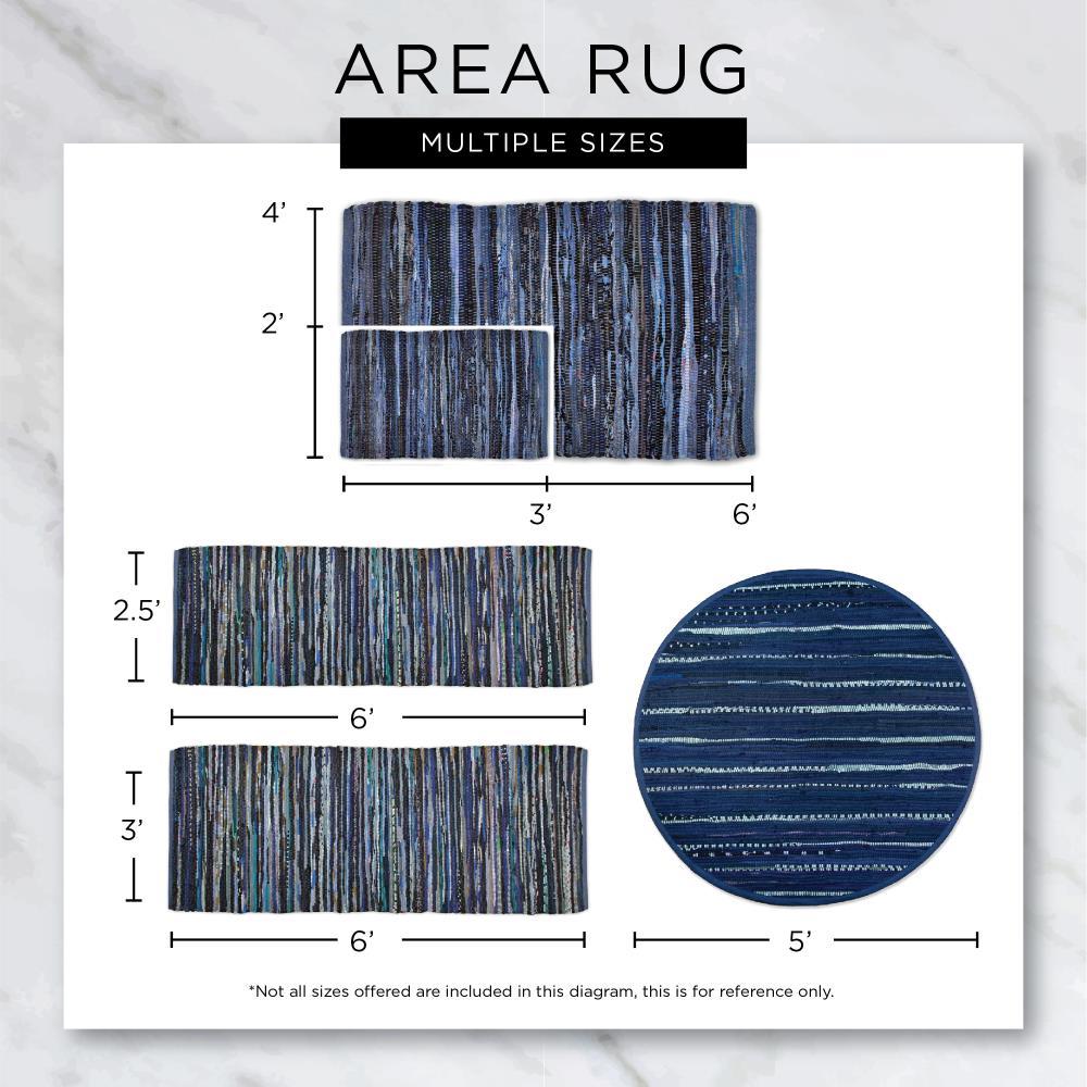 Navy & White Buffalo Check Rag Rug 2ft 3inx6ft