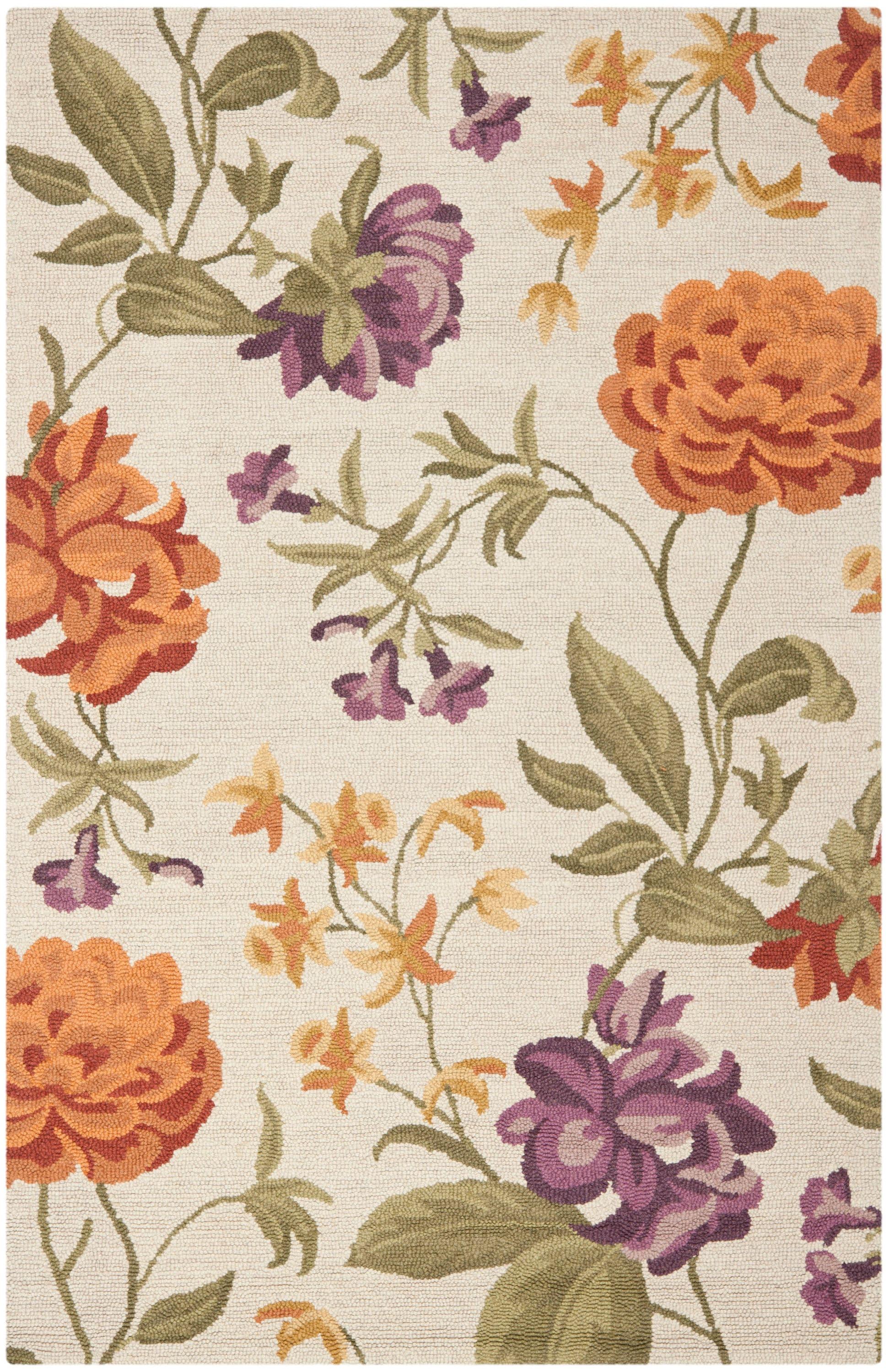 Blossom BLM788 Hand Hooked Indoor Area Rug - Ivory/Multi - 5'x8' - Safavieh