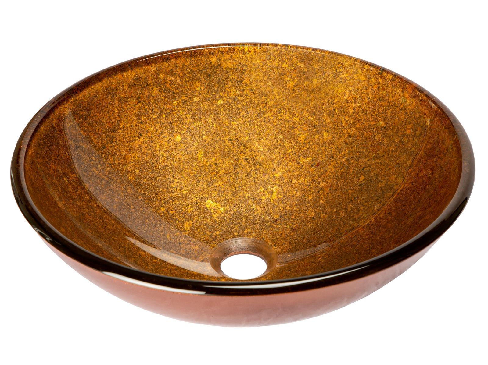 Eden Bath 16.38'' Bronze Tempered Glass Circular Bathroom Sink