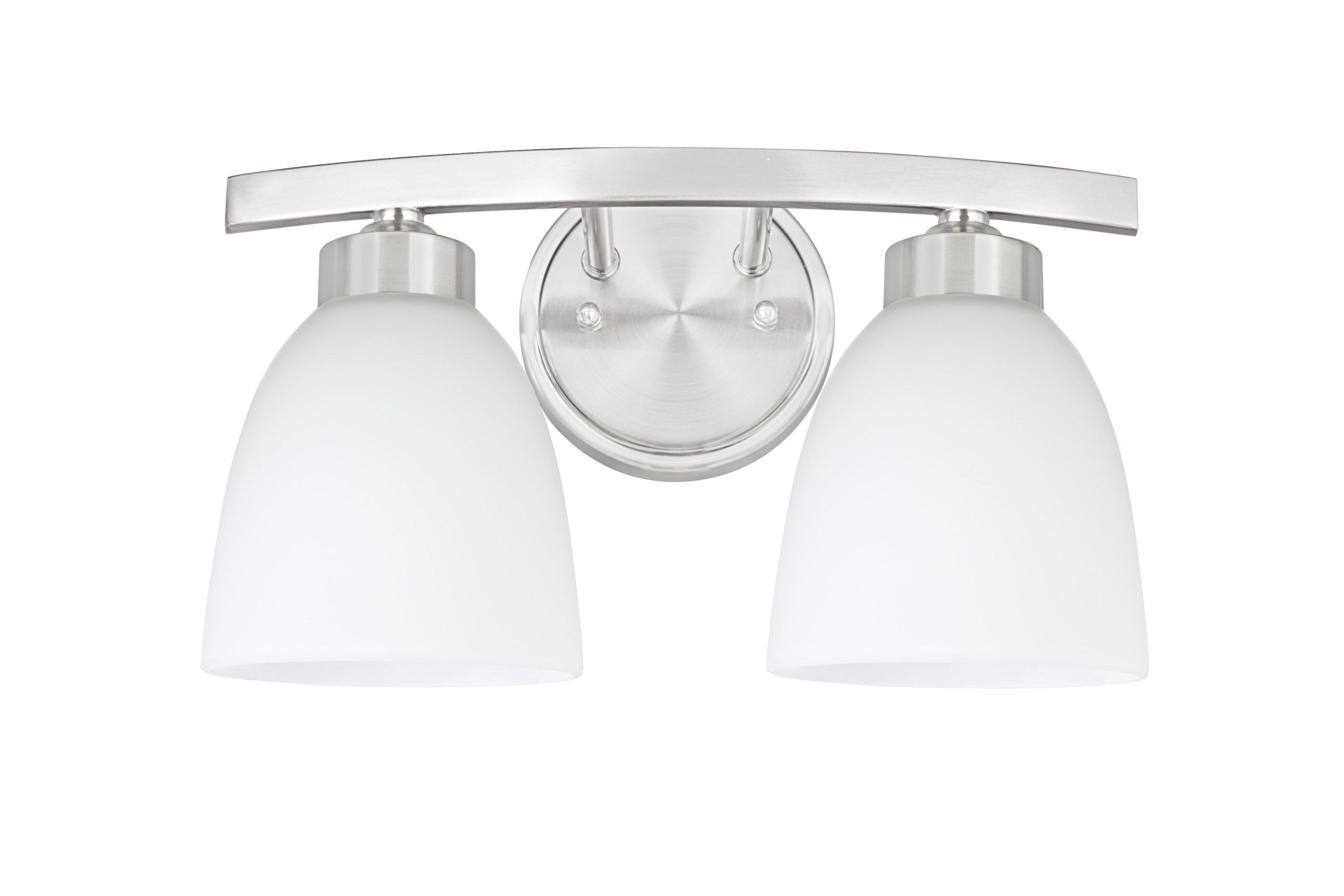 Satin Nickel Frosted Glass 2-Light Vanity Fixture