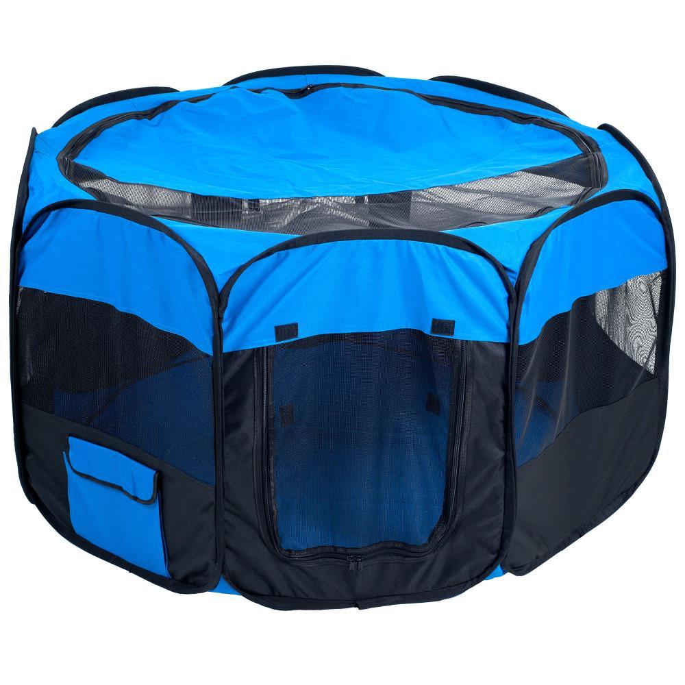 Pet Adobe Portable Pop-Up Octagon Pet Playpen - Blue/Black