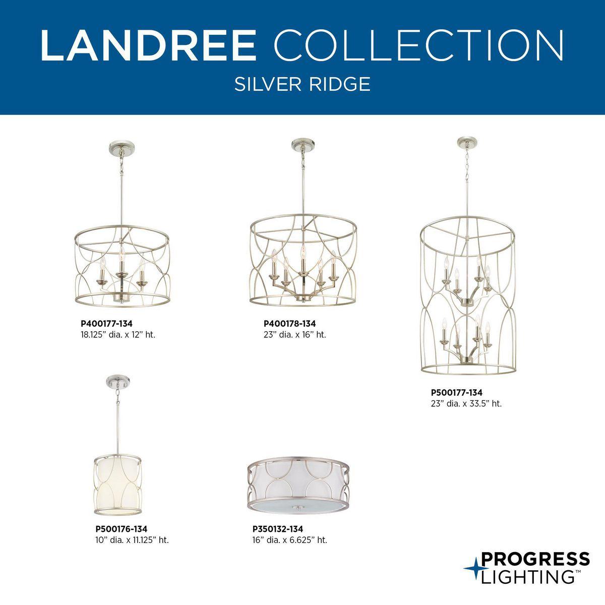 Progress Lighting Landree 3-Light Flush Mount, Black Finish, White Silk Shade