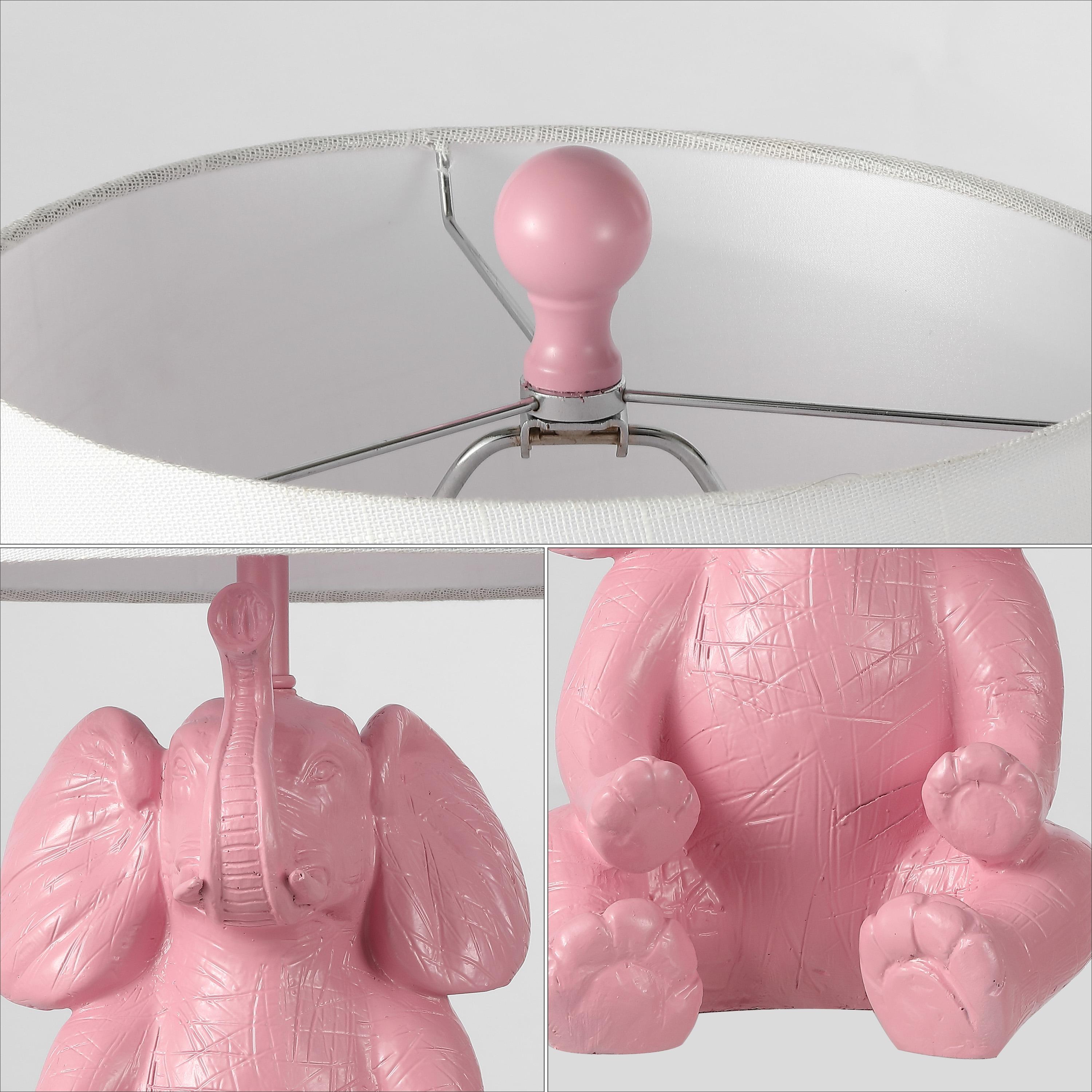 Kairi 21" Modern Shabby Chic Resin/Iron Happy Elephant LED Kids' Table Lamp with Phone Stand, Pink