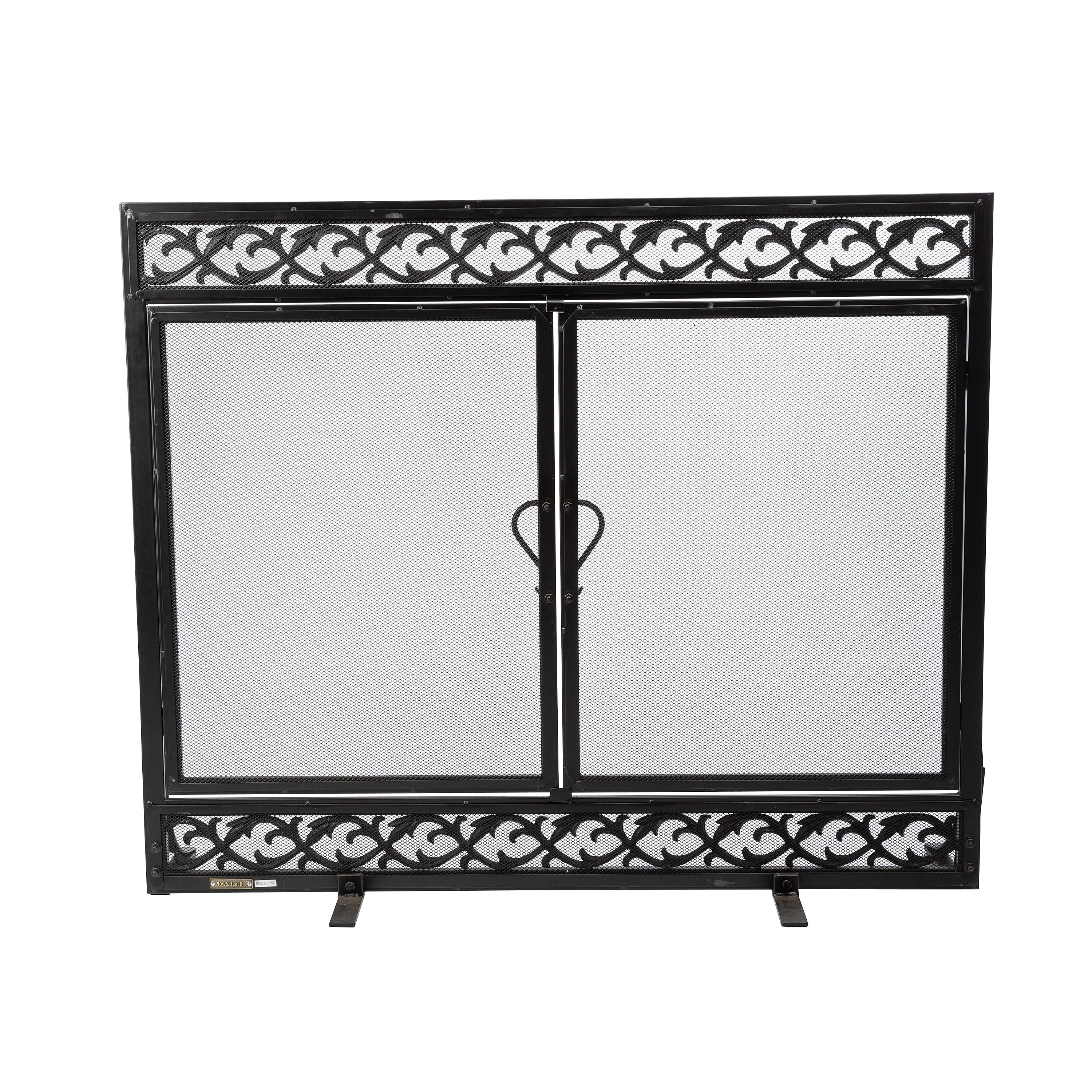 Akiera Small Iron Scrollwork Fireplace Screen With Two Doors