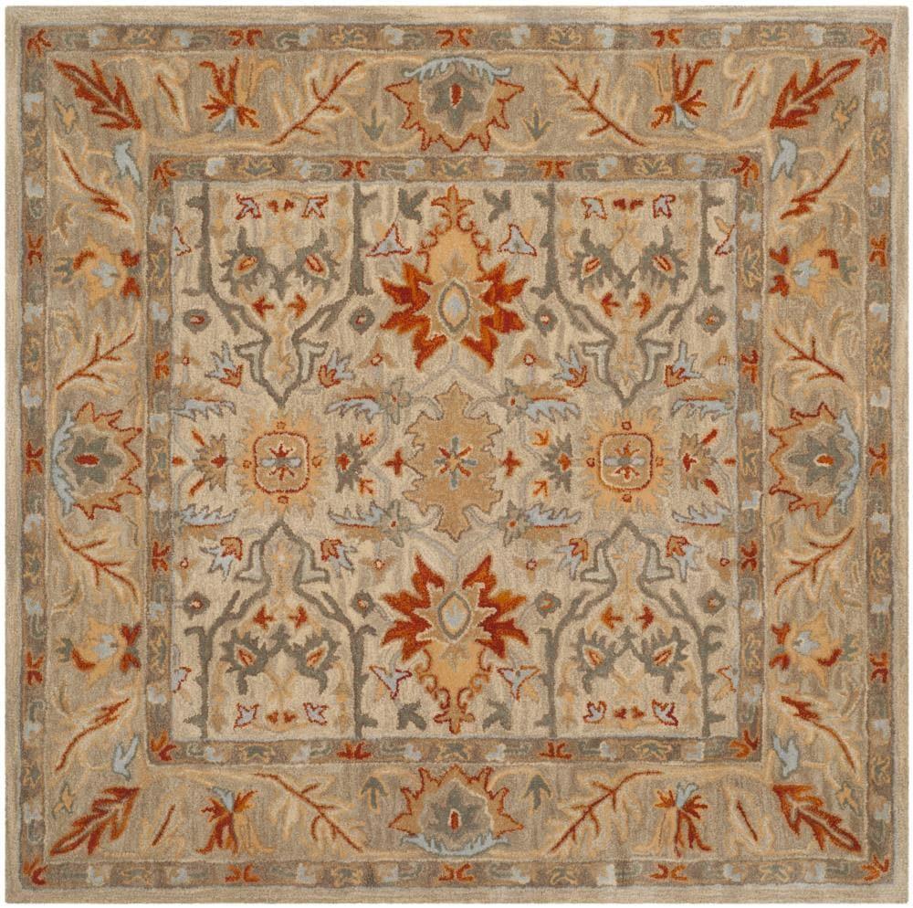 Antiquity AT63 Hand Tufted Area Rug - Beige/Multi - 6'x6' - Safavieh.