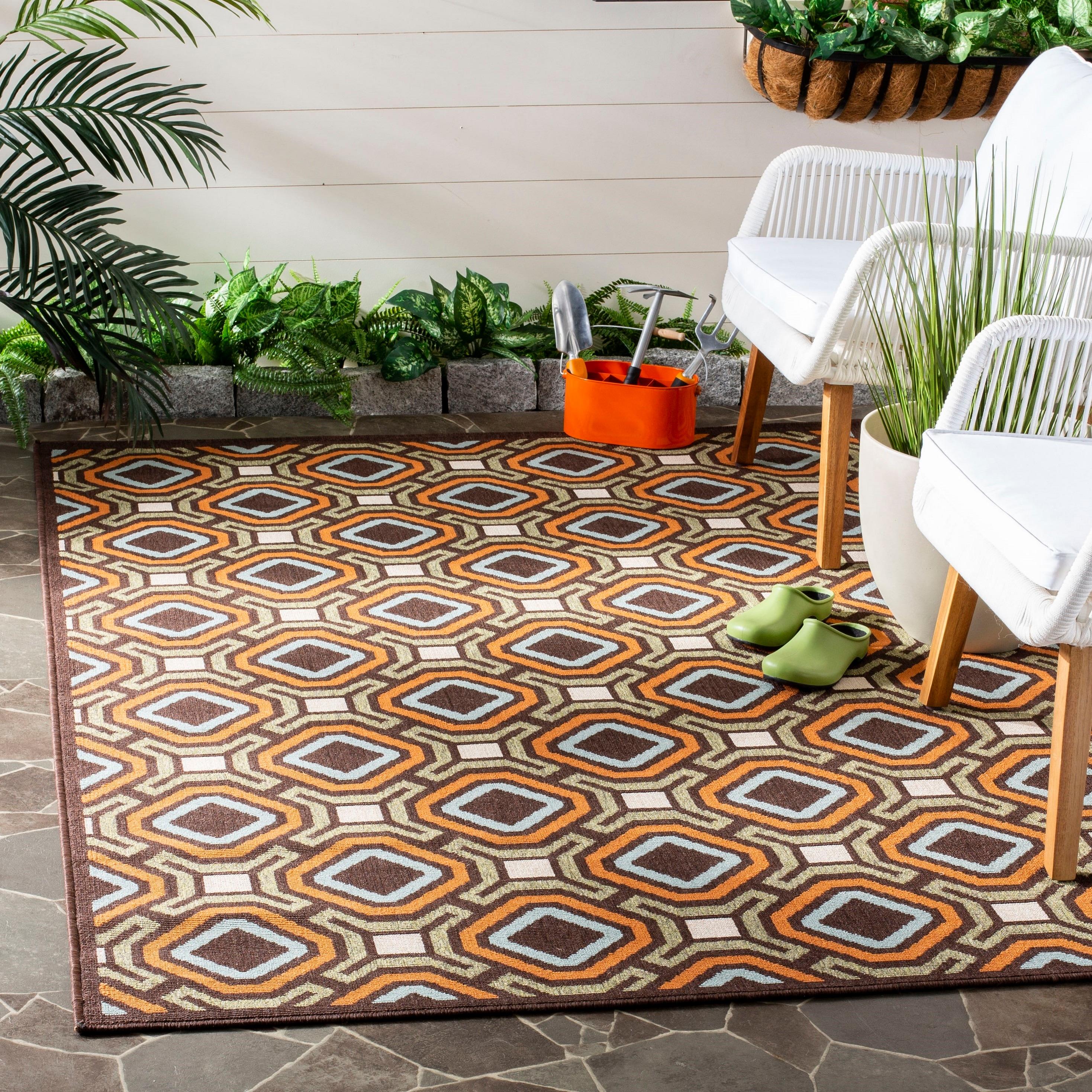 Veranda VER089 Power Loomed Indoor/Outdoor Area Rug - Chocolate/Terracotta - 8'x11' - Safavieh.