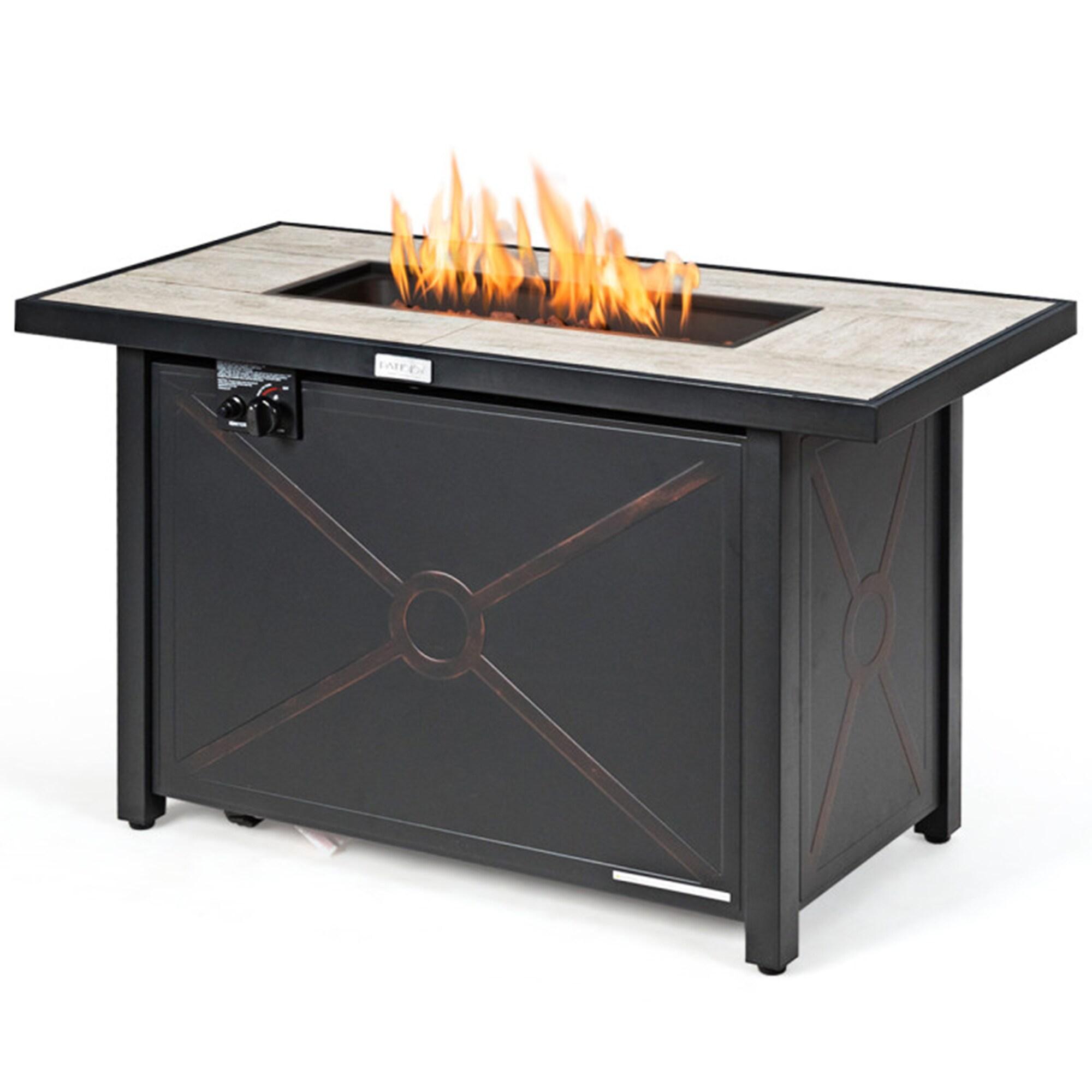 Resenkos Fire Pit Table, Fire Bowl Table,Outdoor Firepit Table,42 Inch 60000 BTU Propane Fire Pit Table with Ceramic Tabletop