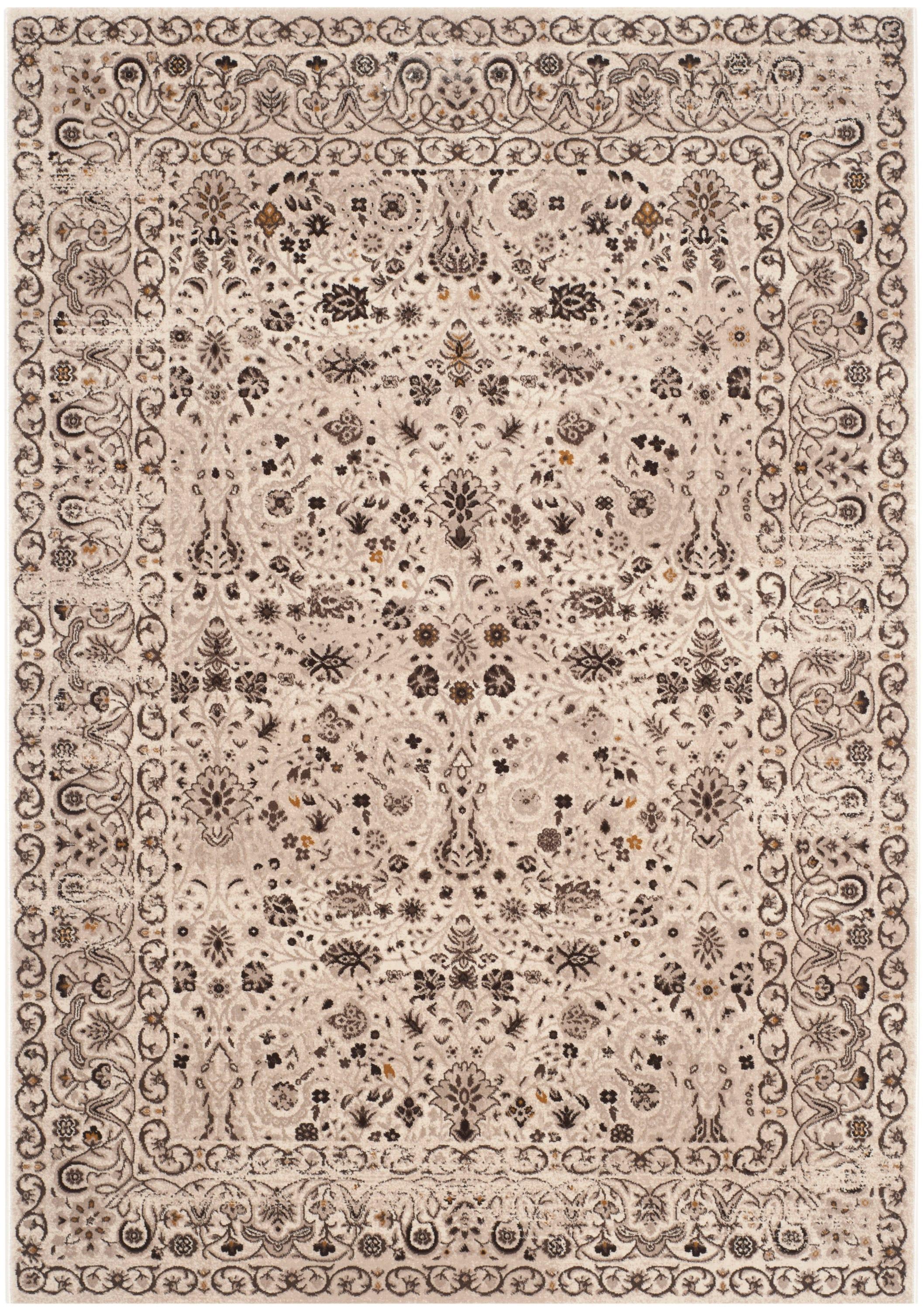 Majestic Persian Cream and Brown Viscose Area Rug, 5'1" x 7'6"