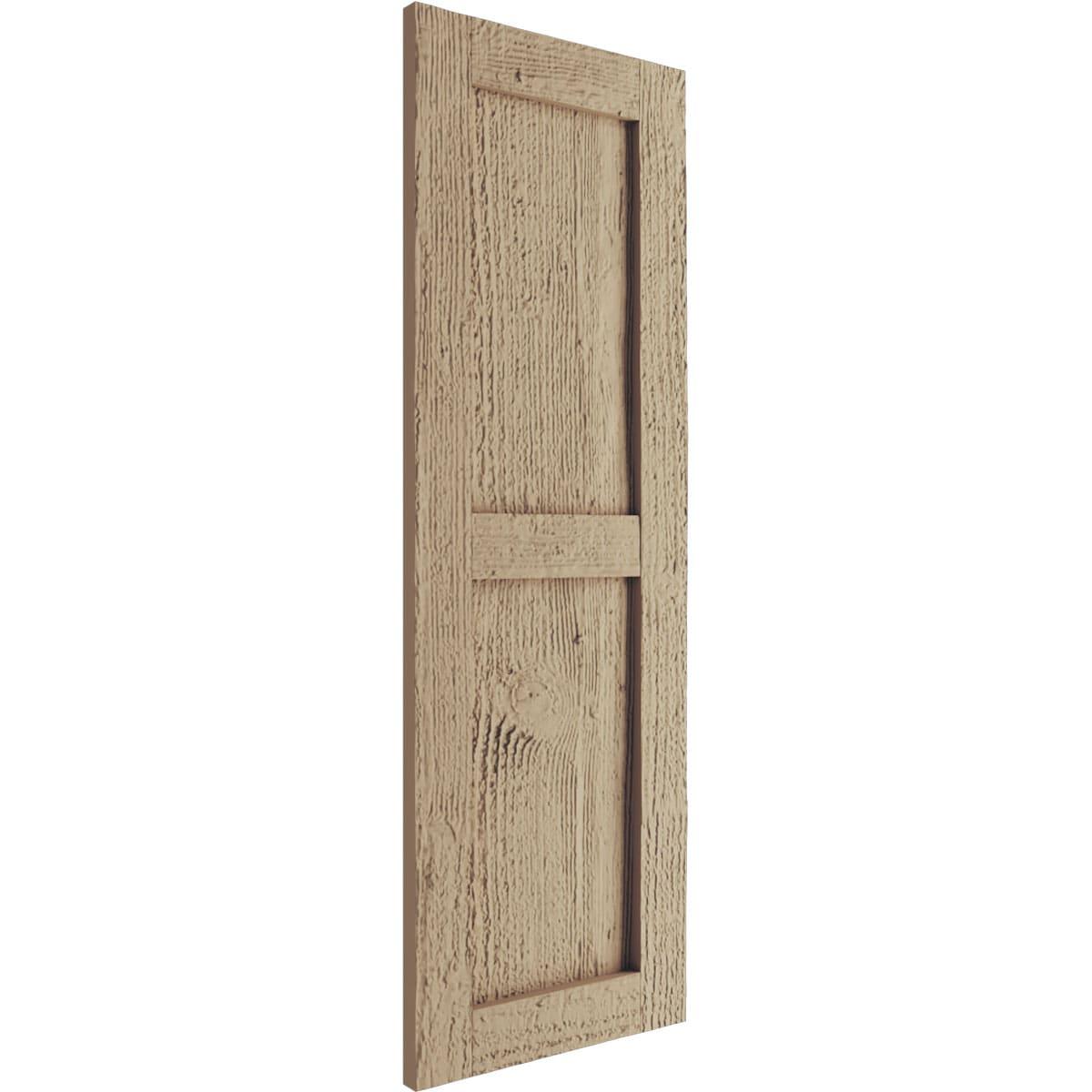 Ekena Millwork Rustic Two Equal Panel Flat Panel Faux Wood Shutters (Per Pair)
