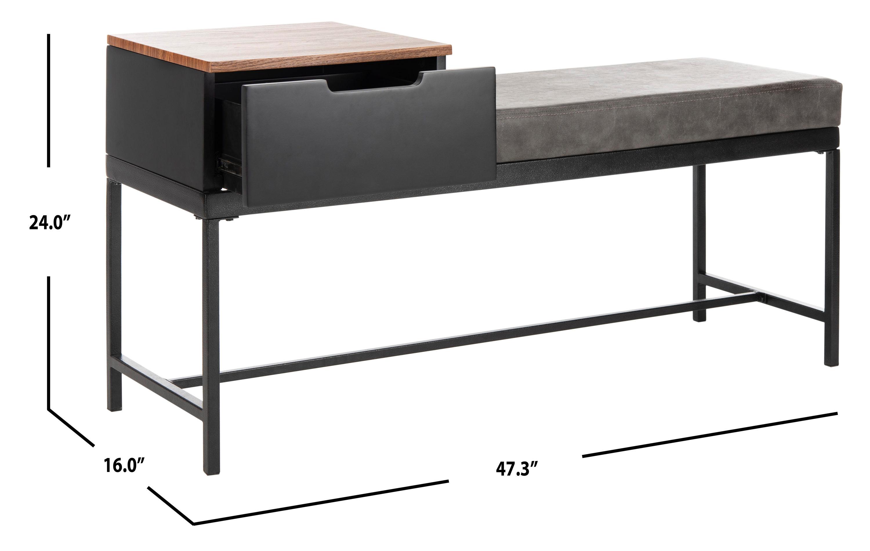 Maruka Bench with Storage - Brown/Grey - Safavieh