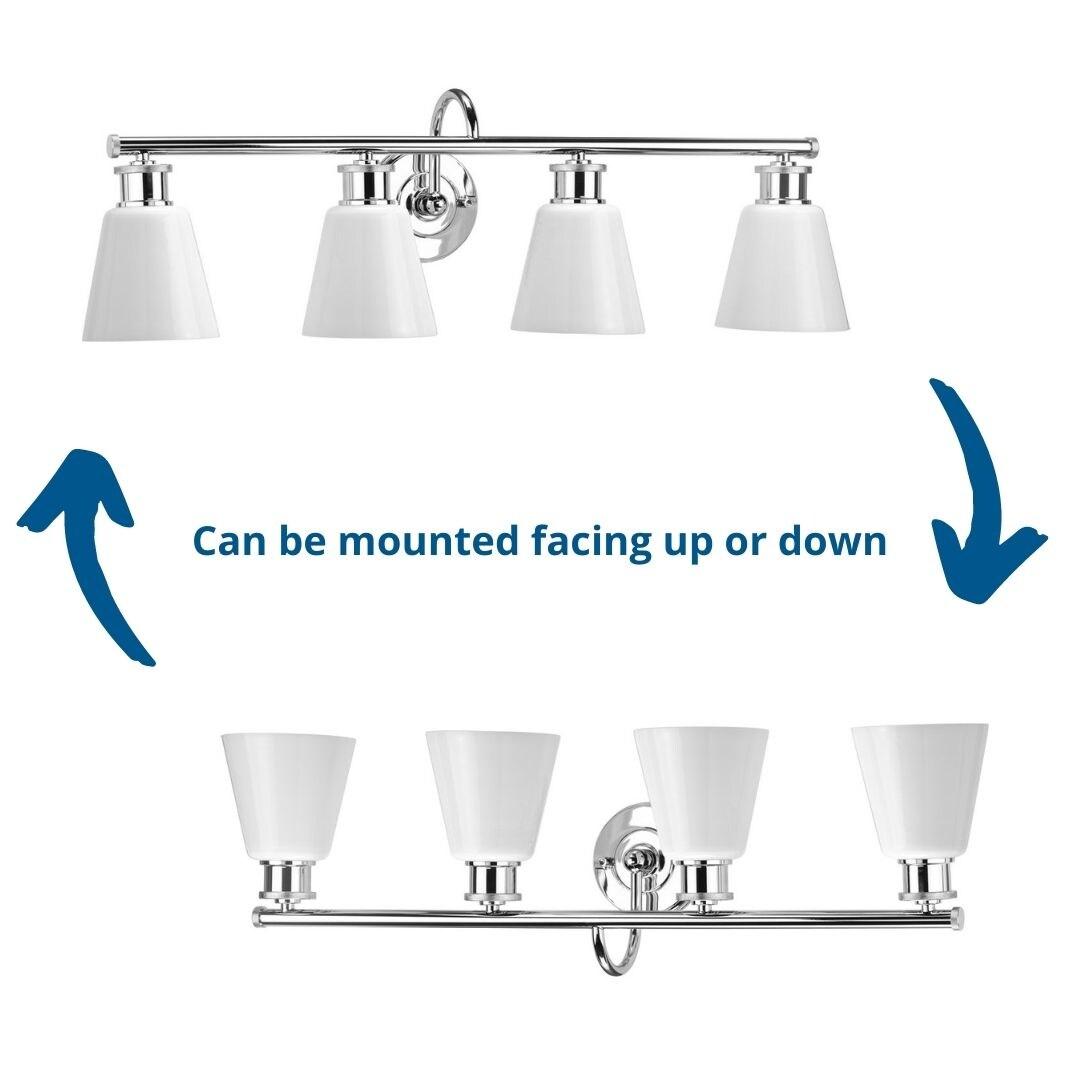 Progress Lighting, Ashford Collection, 4-Light Bath Vanity Light, Polished Chrome, Opal Glass Shade