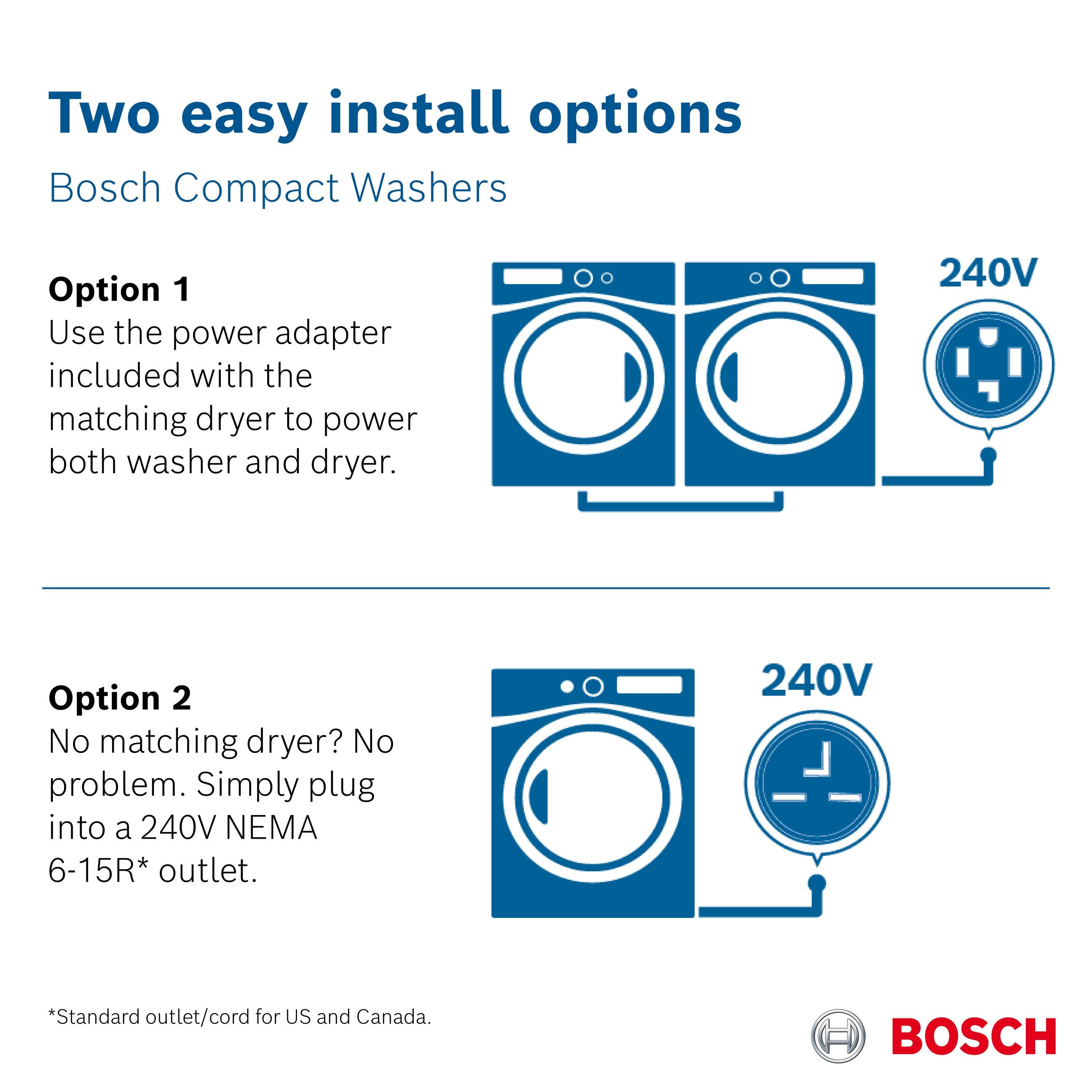 Bosch 500 Series White Smart Front Load Washer with Stainless Steel Drum