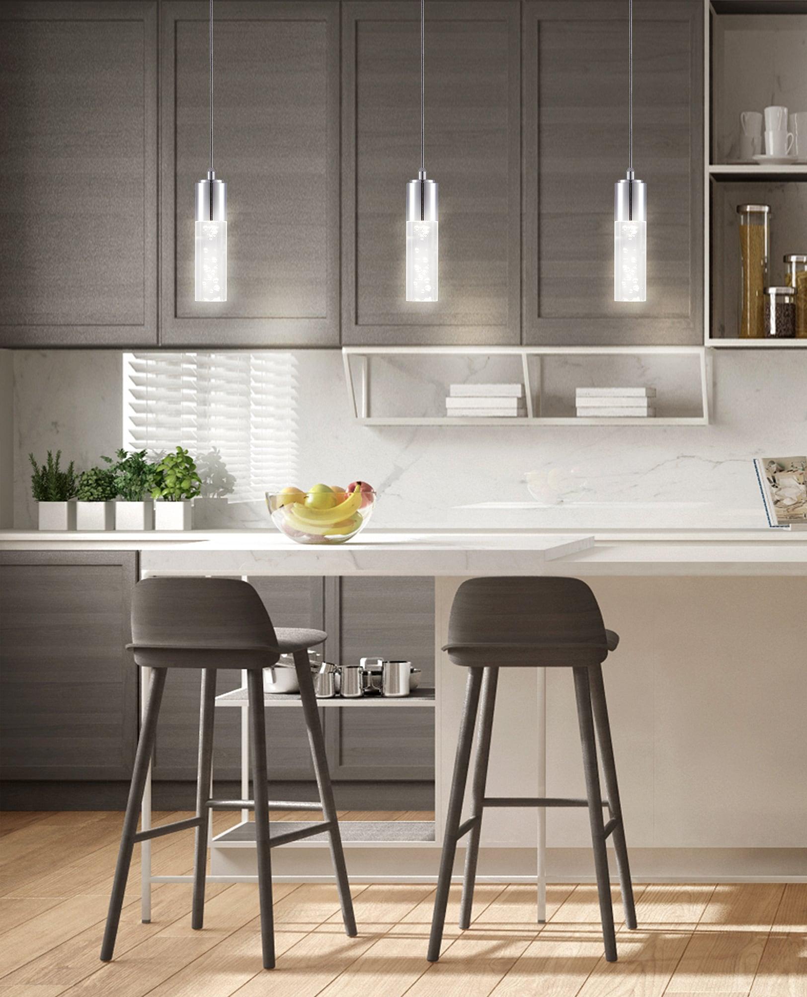 Bolha 4.75" 1-Light Bubble Acrylic/Iron Modern Minimalist Integrated LED Pendant, Chrome