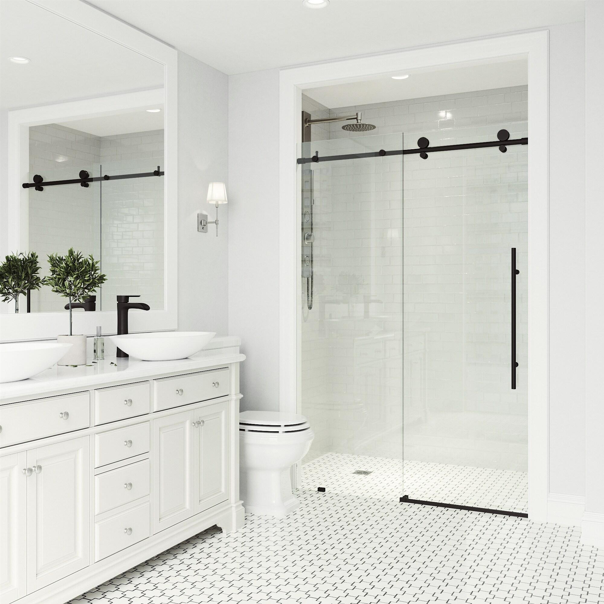 Elan E-Class 44-48" W x 76" H Sliding Frameless Shower Door with 3/8" Clear Glass