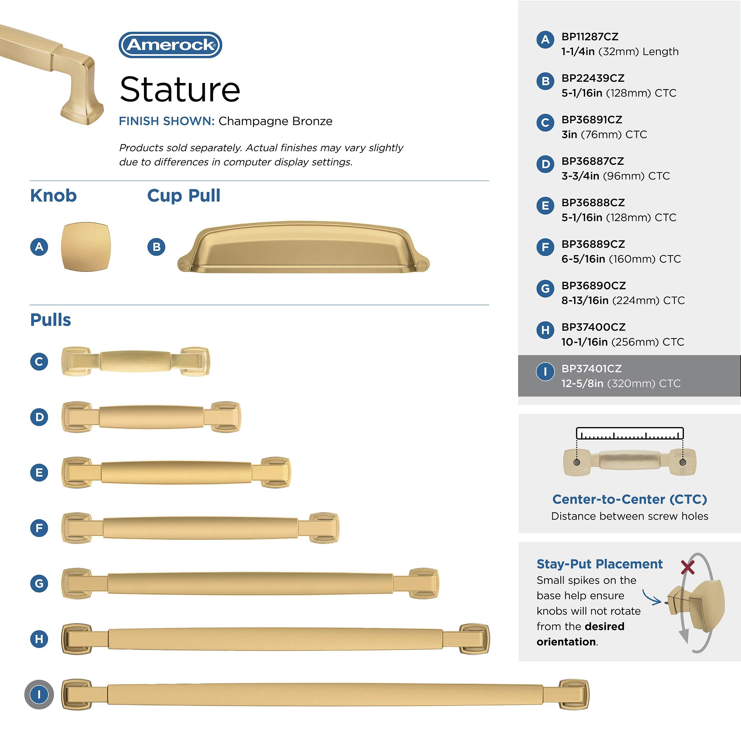 Amerock Stature 12-5/8 inch (320mm) Center-to-Center Champagne Bronze Cabinet Pull