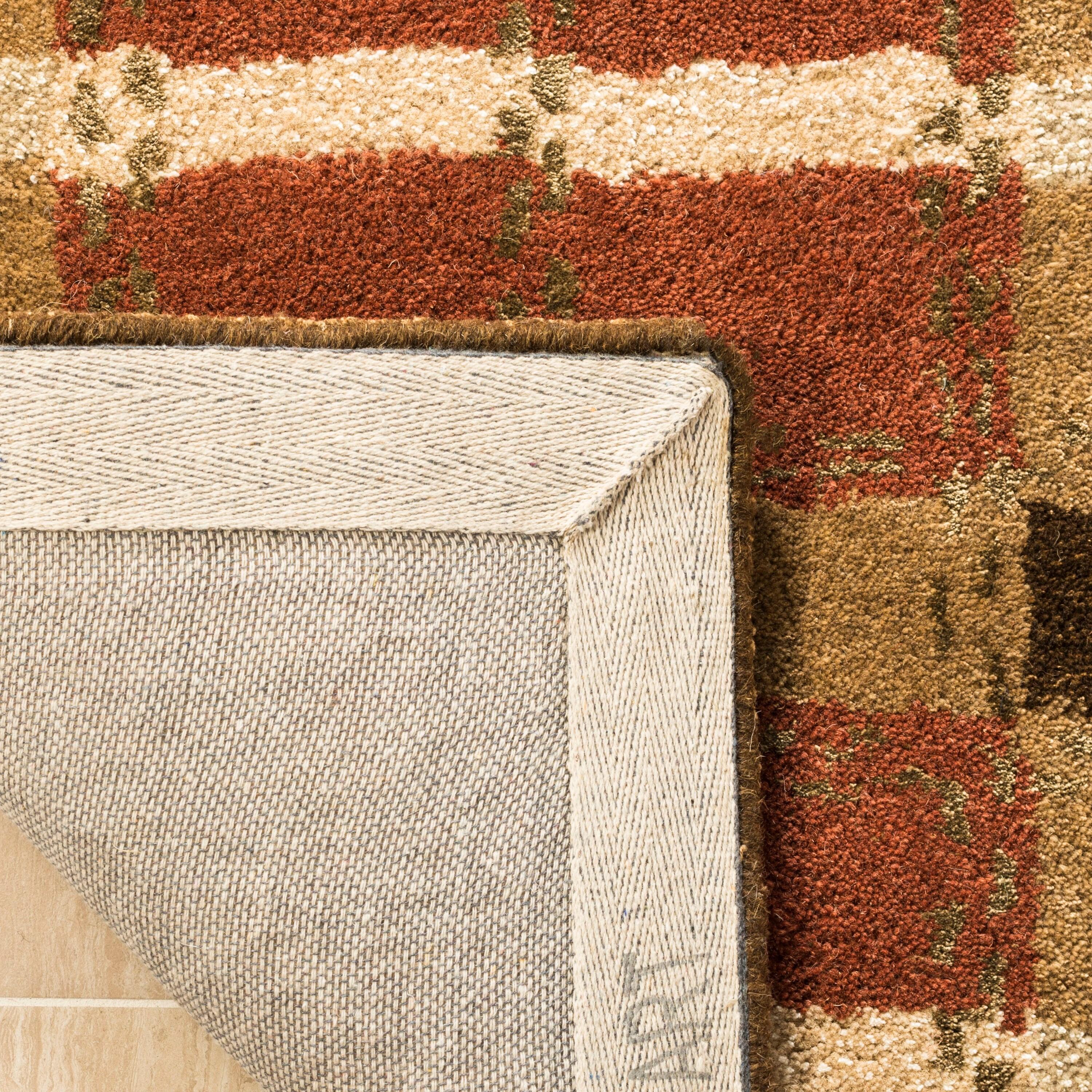 Martha Stewart Hand Tufted Wool/Viscose Plaid Rug in October Leaf Red