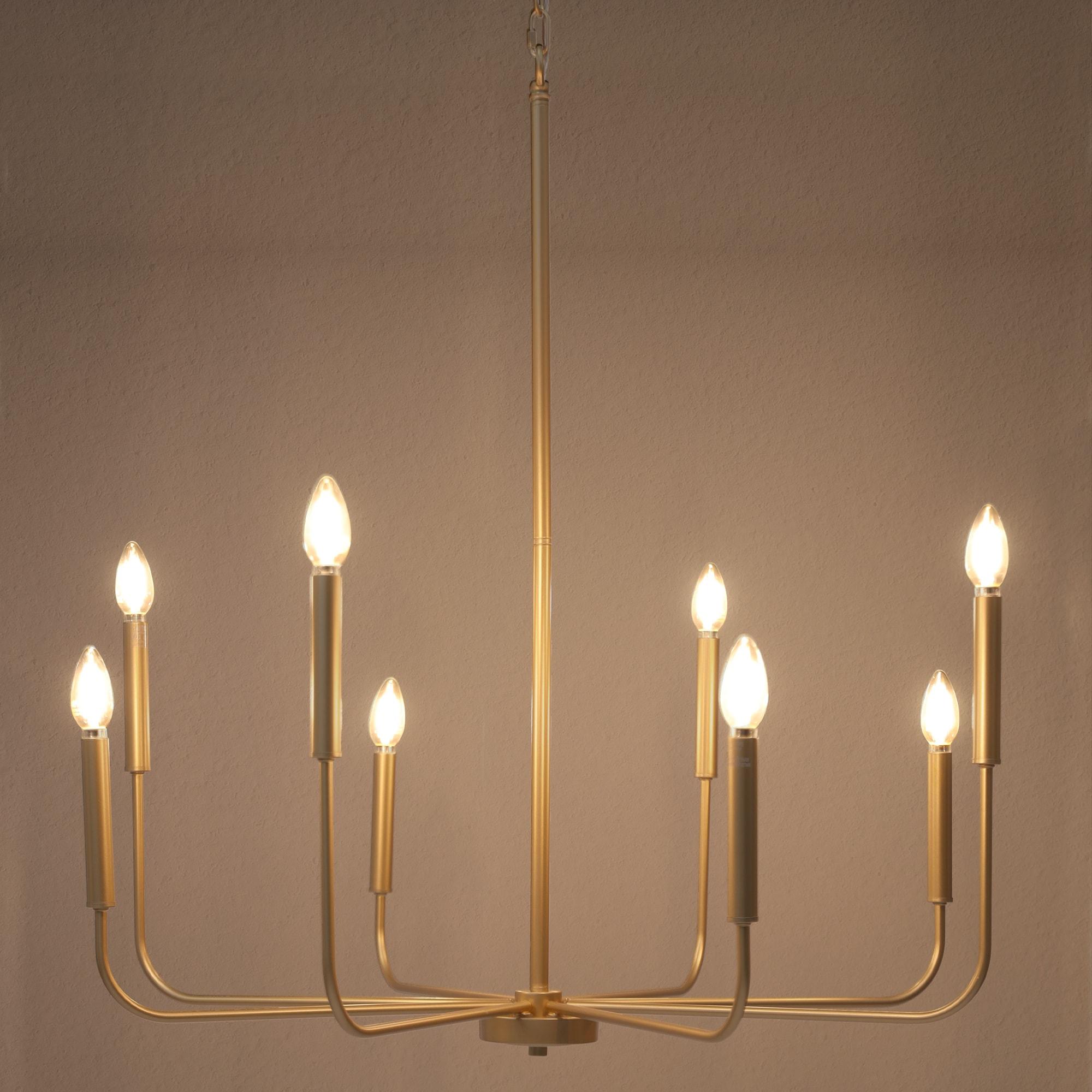 LNC 8-Light Matte Gold Modern/Contemporary Candle LED Dry rated Chandelier for Living Room