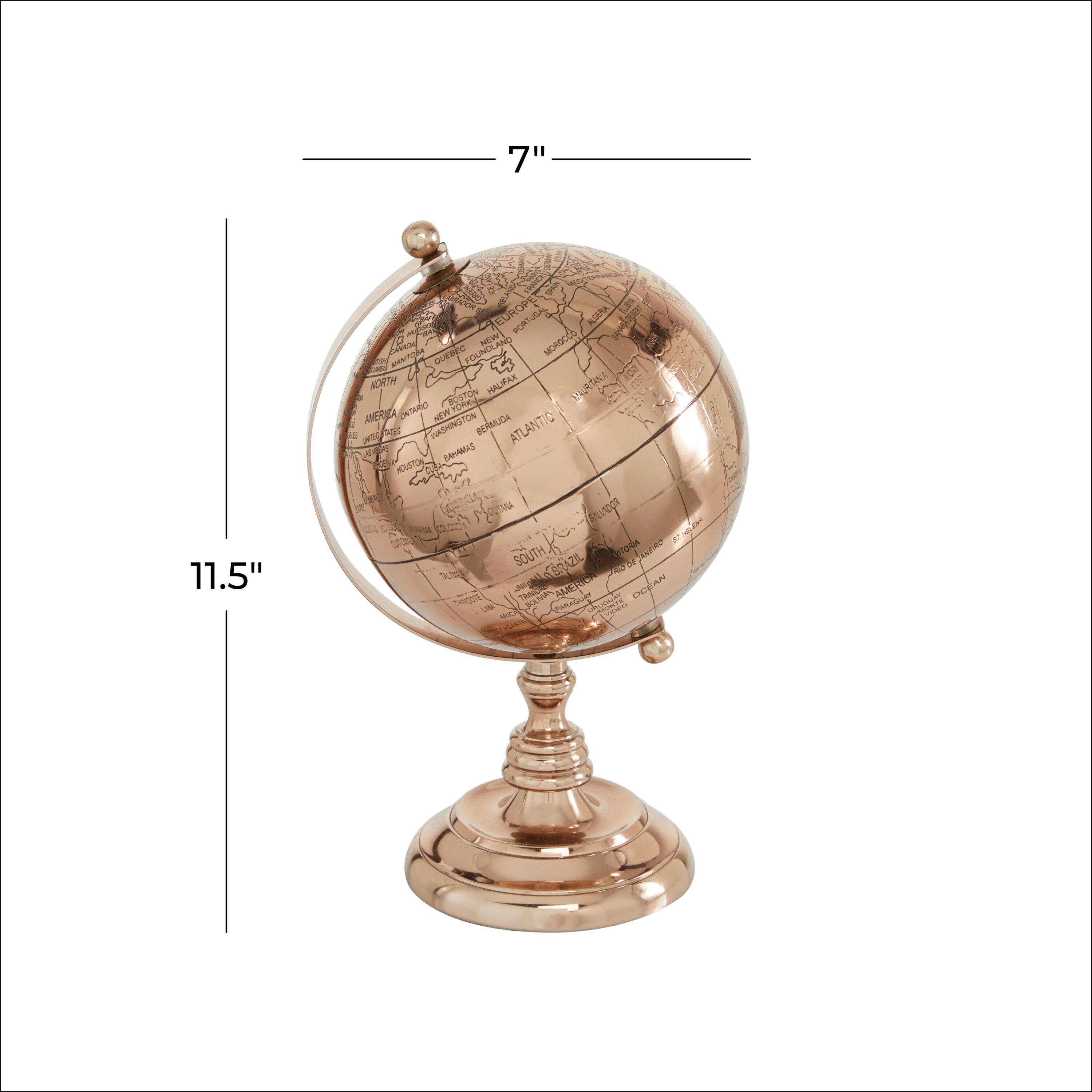 Novogratz Aluminum Metal Educational/Geographic Earth Rose Gold Globe