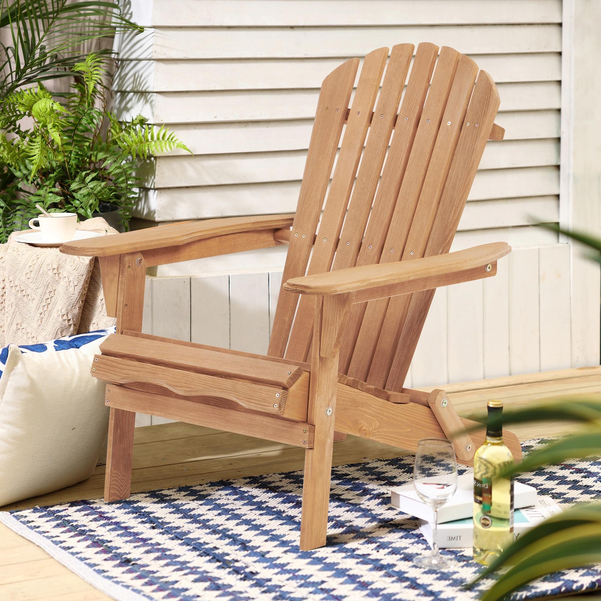 CLEARANCE! Wooden Outdoor Folding Adirondack Chair Set of 2 Wood Lounge Patio Chair for Garden,Garden, Lawn, Backyard, Deck, Pool Side, Fire Pit,Half Assembled,