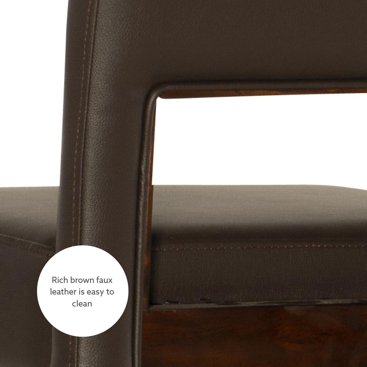 Linon 30" Vega Padded Back and Seat Faux Leather Barstool Hardwood/Espresso : Upholstered, Armless, Fixed Height