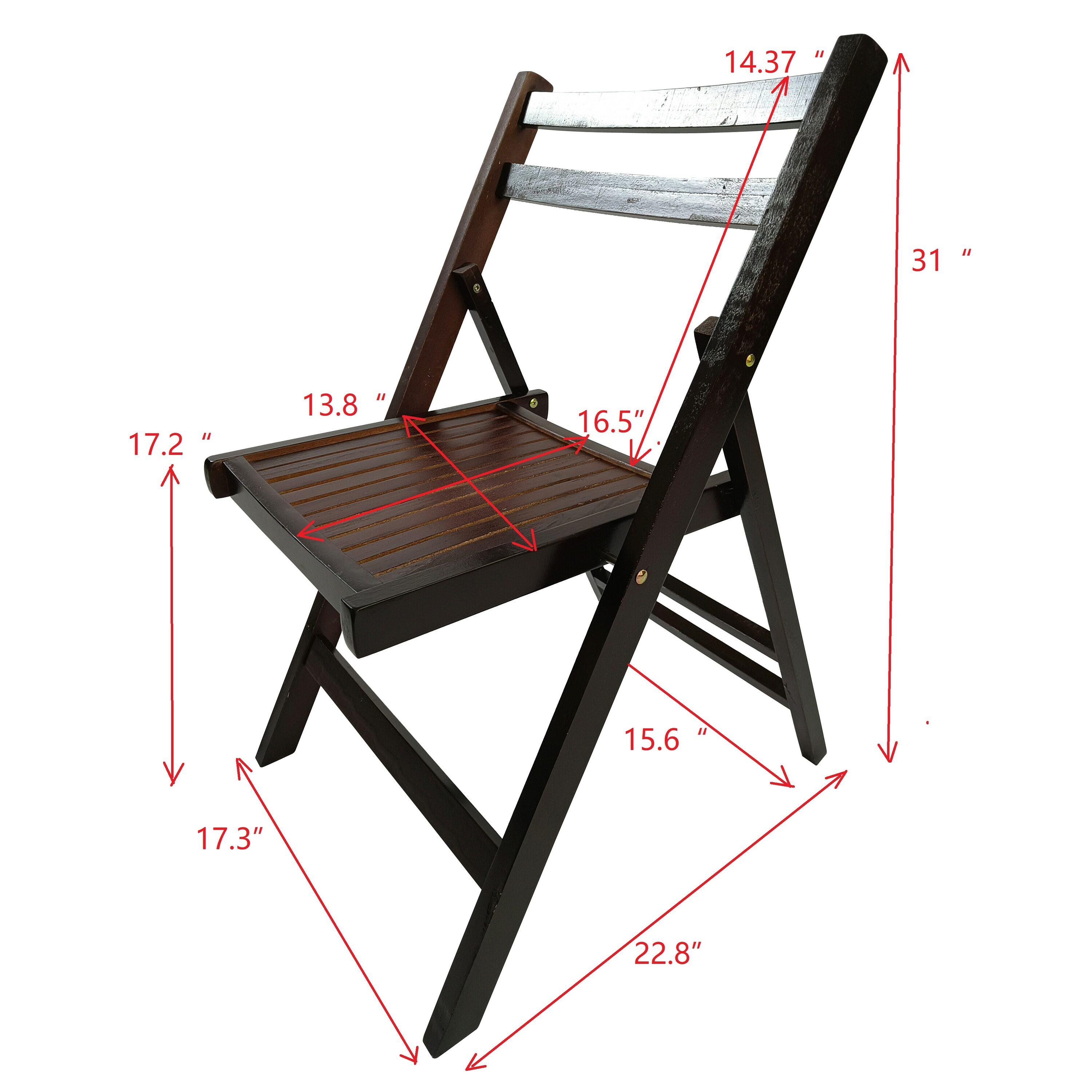Cherry Wood Folding Dining Chairs Set of 4 with Slatted Seat