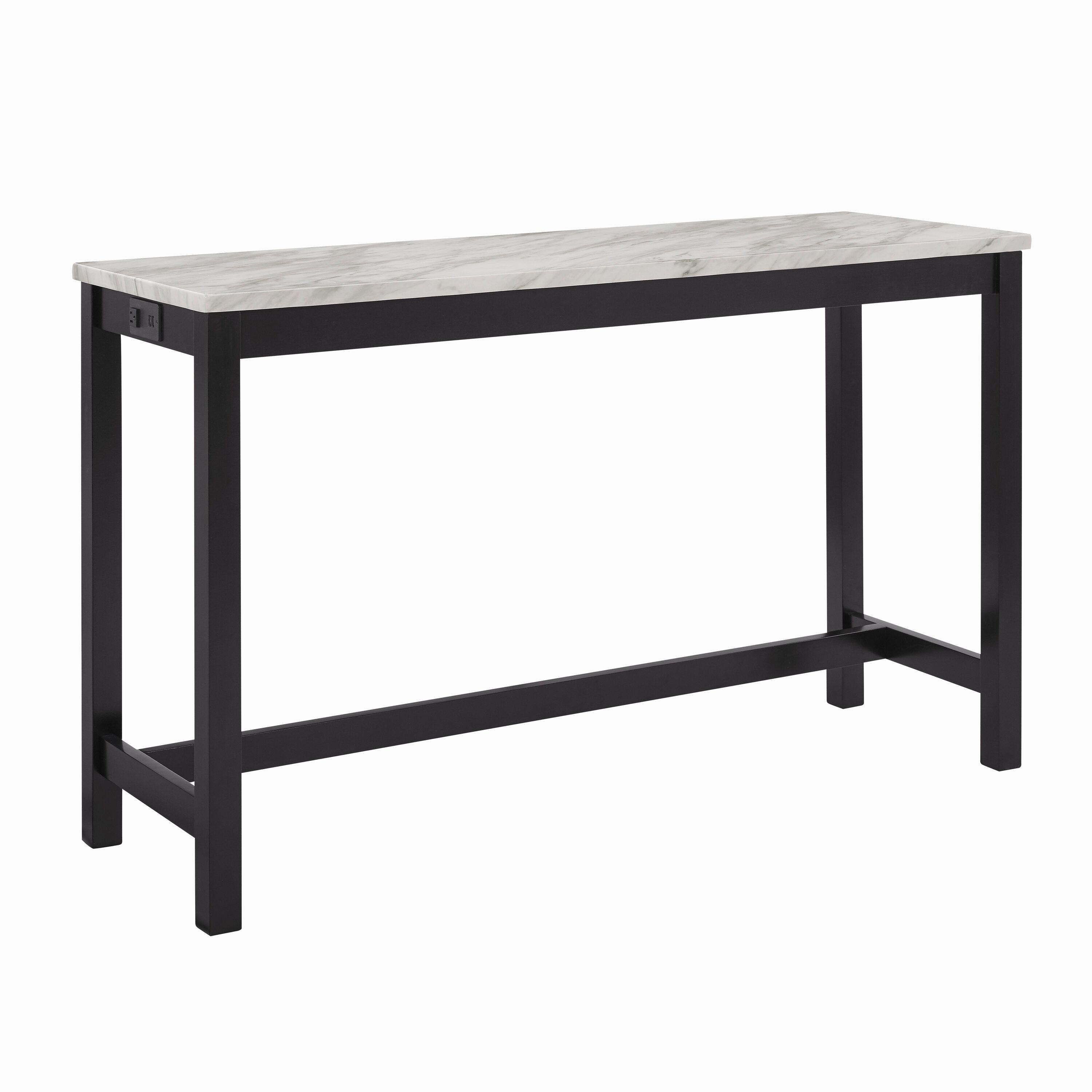 New Classic Furniture Celeste 4-Piece Faux Marble & Wood Bar Set in Blue