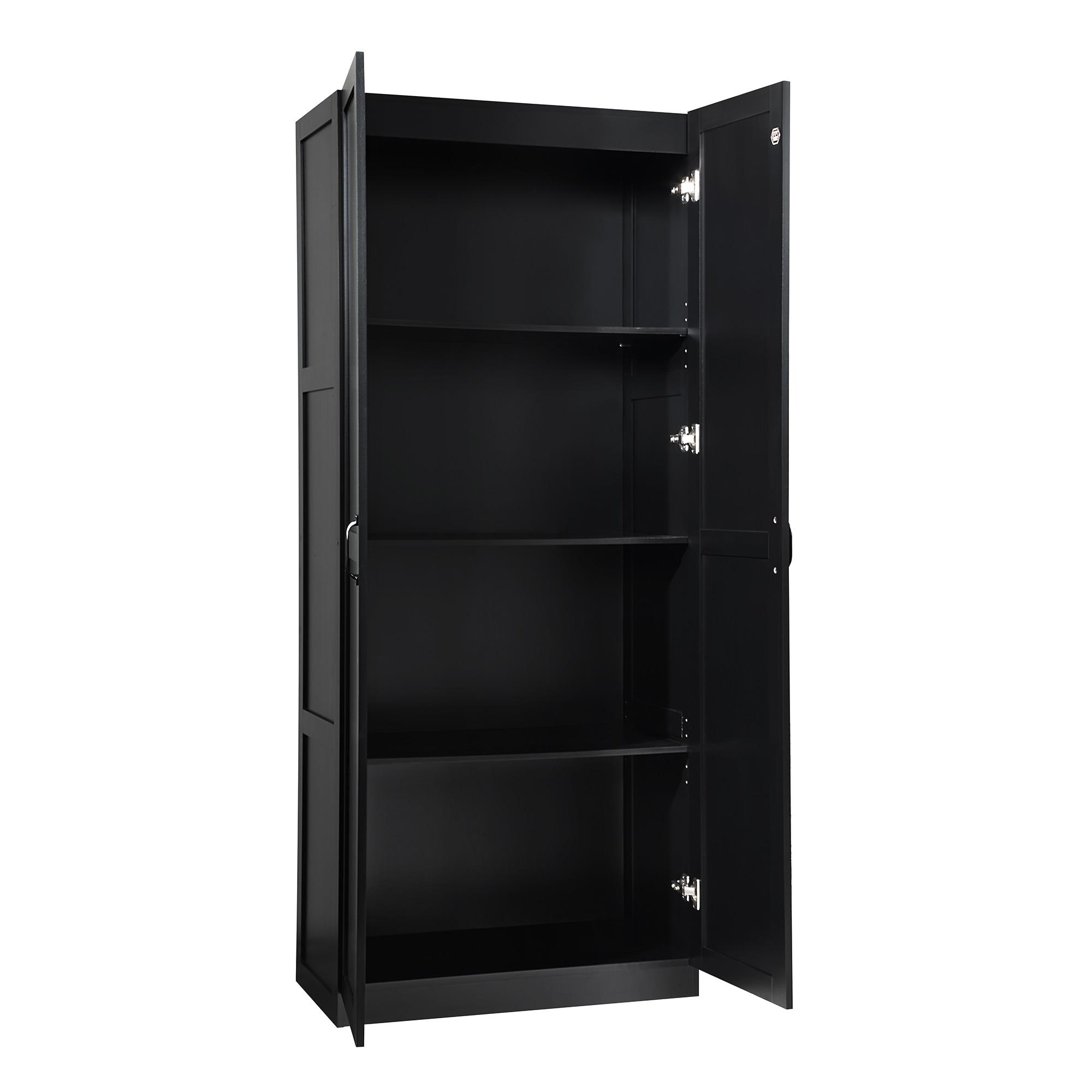 Hopkins Modern 4 Shelf Storage Closet Black - Manhattan Comfort: MDF, European Hinges, 71" High