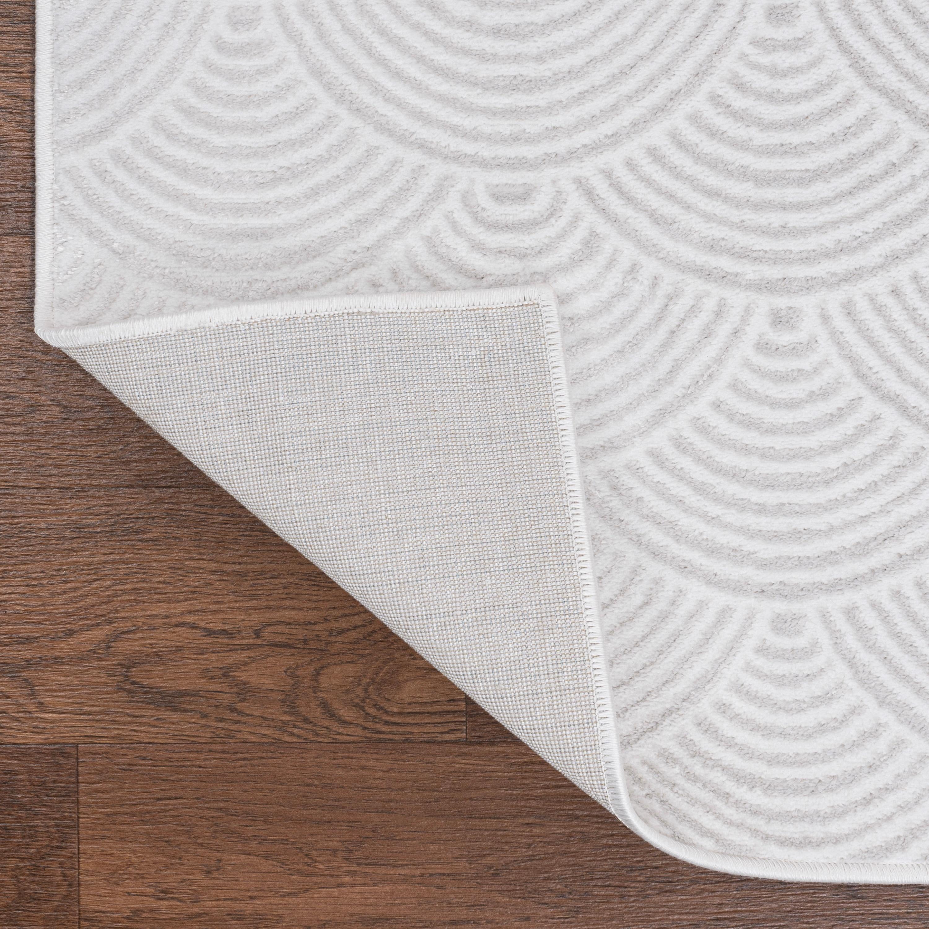 JONATHAN Y Porter Geometric Art Deco Fan Pattern High-Low White/Light Gray 4 ft. x 6 ft. Area Rug