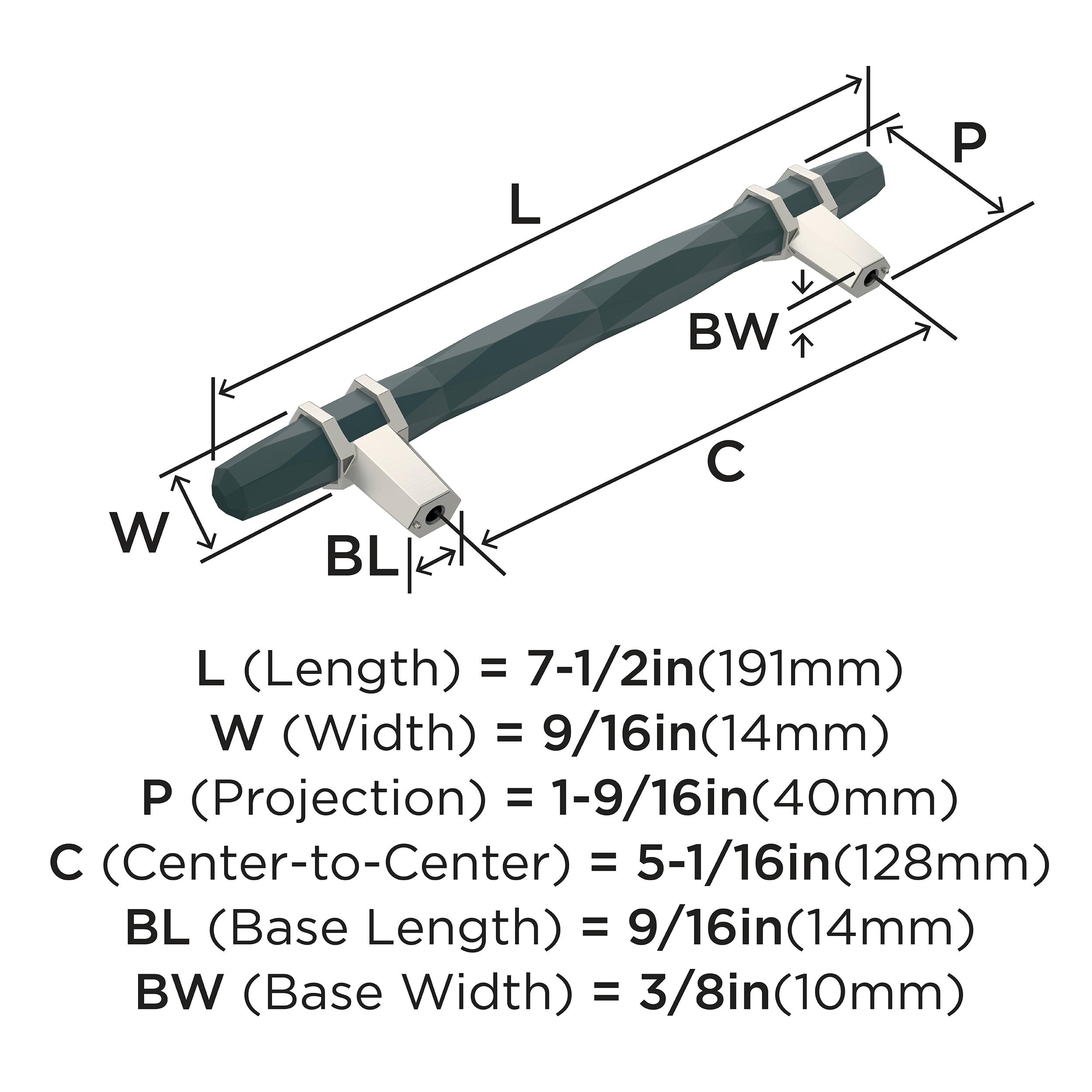 Amerock London 5-1/16 inch (128mm) Center-to-Center Black Bronze/Satin Nickel Cabinet Pull