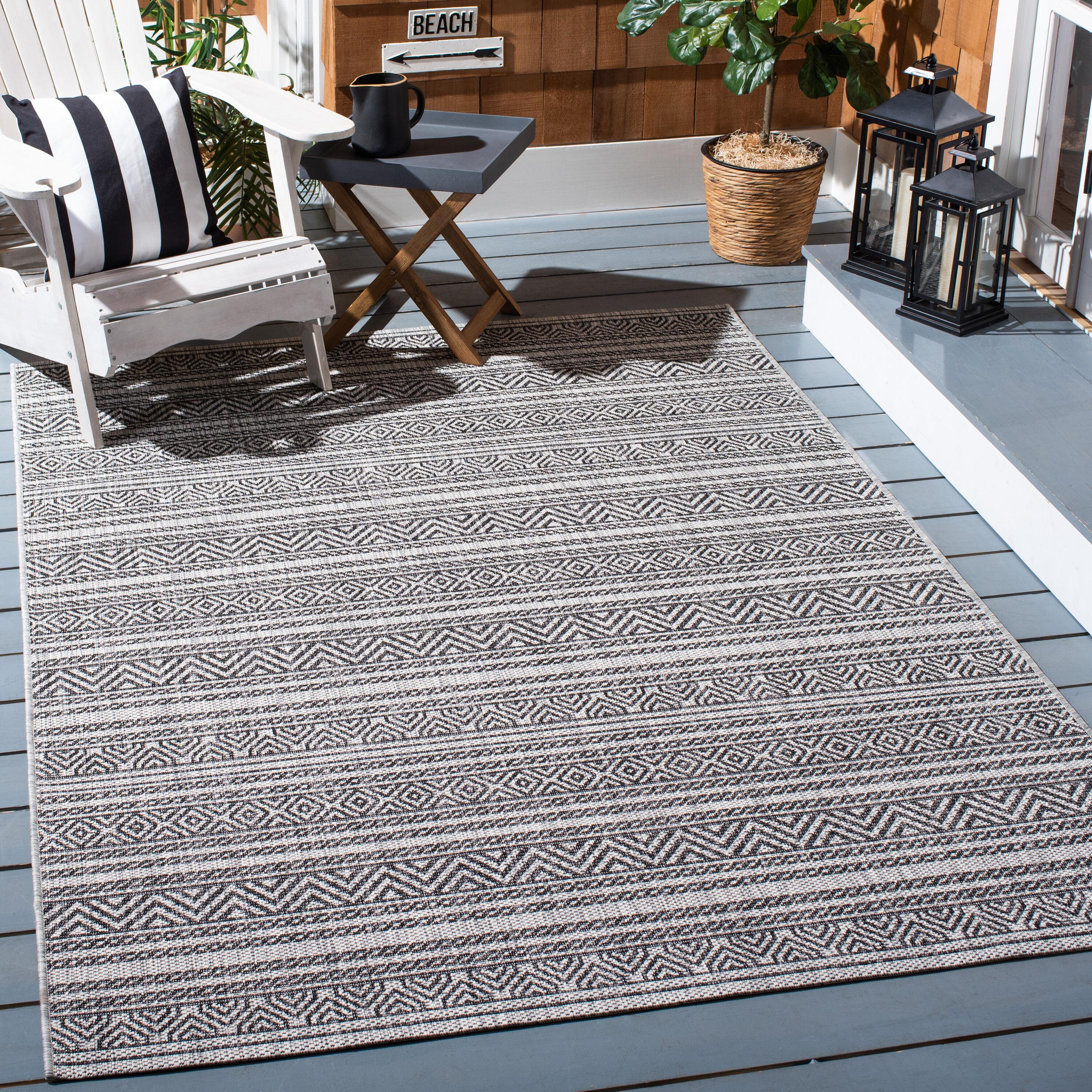 Courtyard CY8866 Power Loomed Indoor/Outdoor Area Rug - Black/Grey - 5'3"x7'7" - Safavieh.