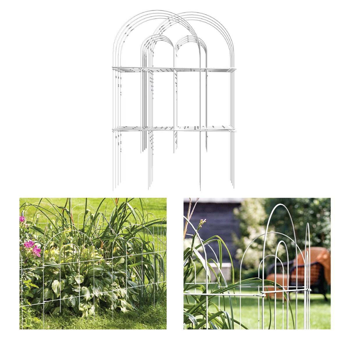 Origin Point Garden Craft Round Folding Border Fence, White, 10' L x 24" H