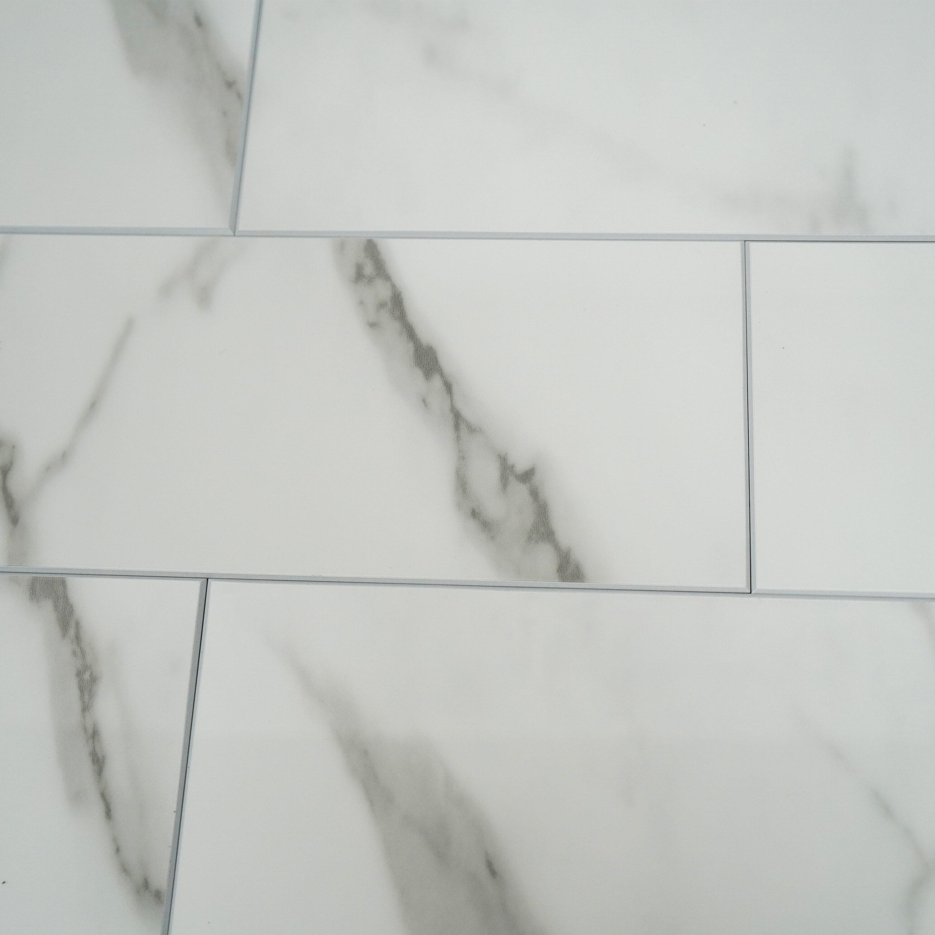Avant Decor | 24 Stone Composite Subway Texture Tiles | Peel and Stick Kitchen Backsplash | 4" x 12" | Bex Metro Glossy Alpine | 8 sqft
