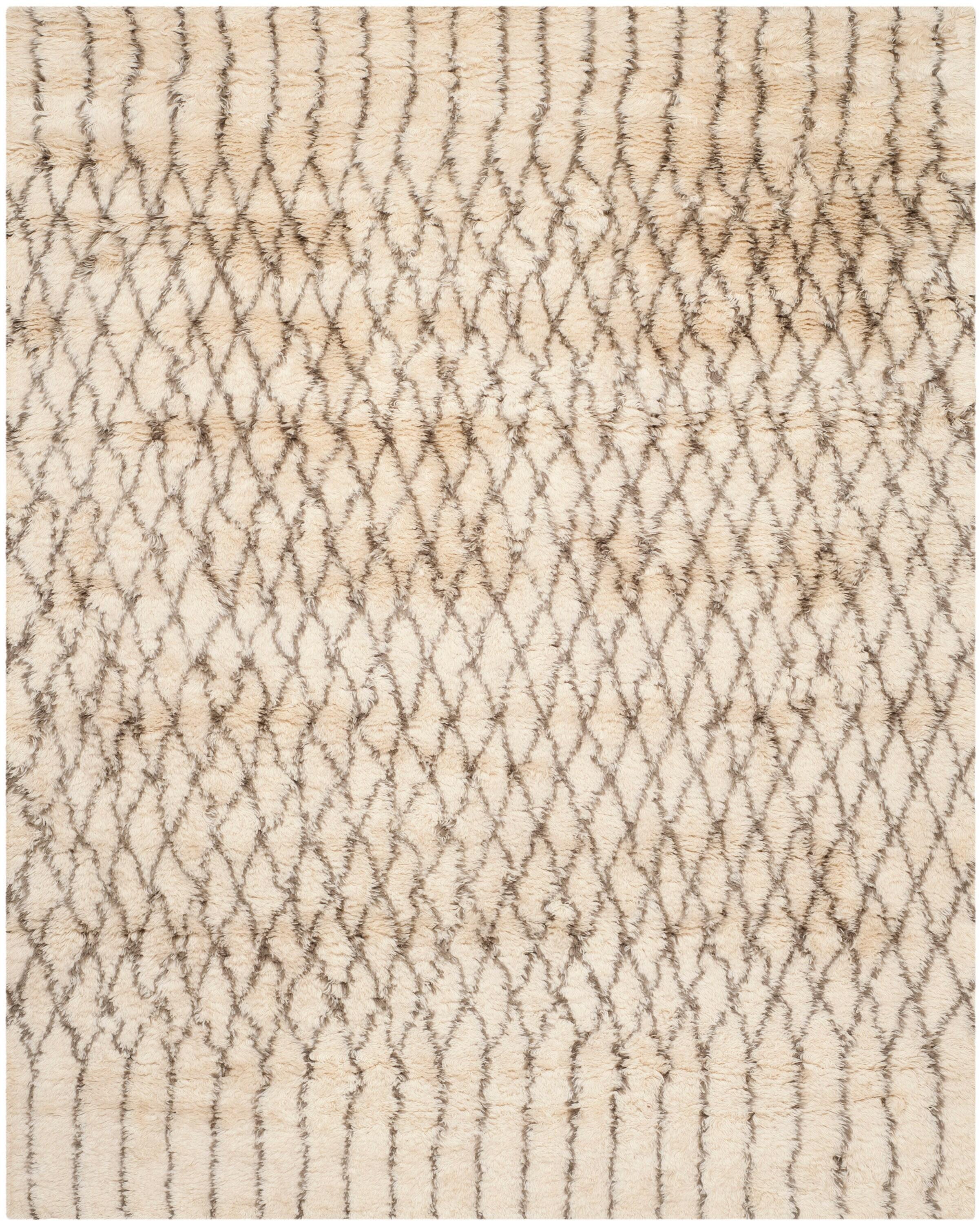 SAFAVIEH Casablanca Amber Abstract Shag Area Rug, Ivory/Grey, 9' x 12'