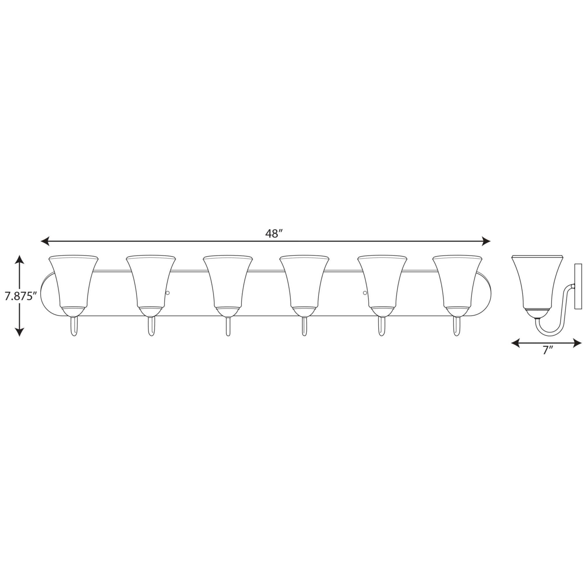 Progress Lighting, Classic Collection, 6-Light Bath, Brushed Nickel, Etched Glass Shades