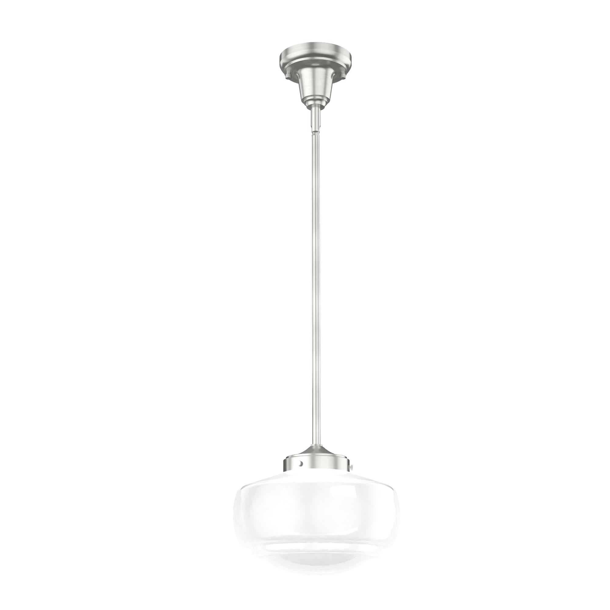 Hunter 10 inch Saddle Creek Brushed Nickel 1 Light Cased White Glass Pendant Ceiling Light Fixture