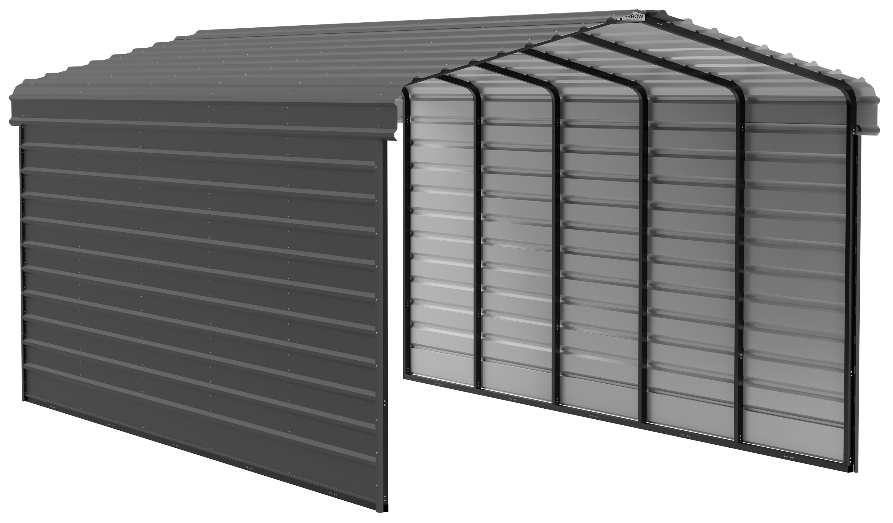 Arrow Arrow Steel Carport with 2 Side Wall Kits, 12x24x09