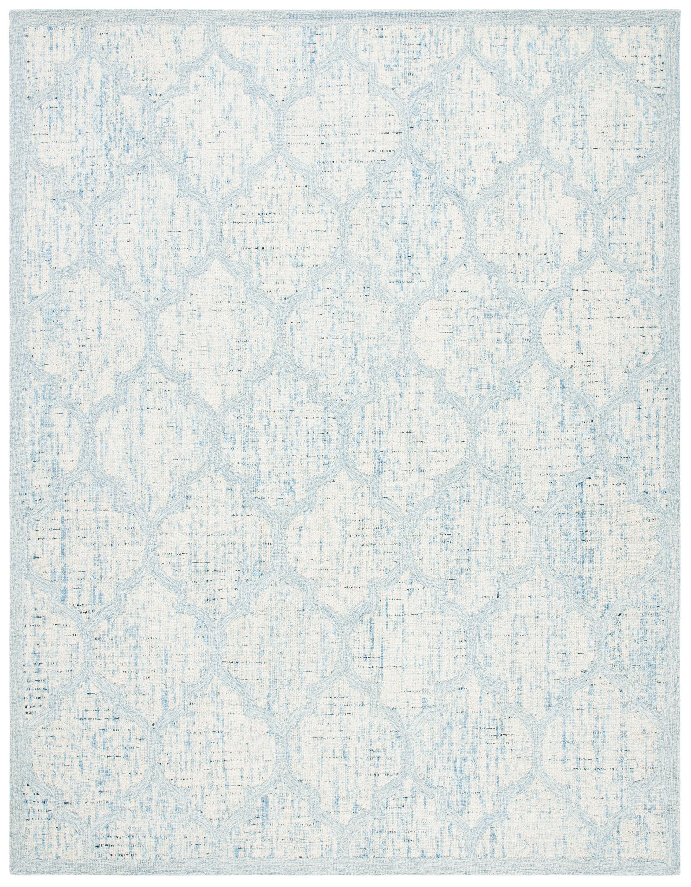 Abstract ABT474 Handmade Indoor Area Rug - Ivory/Turquoise - 8'x10' - Safavieh