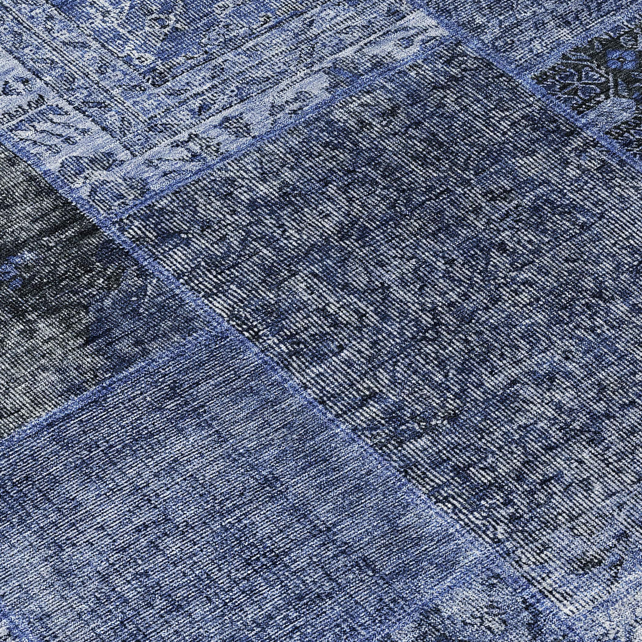 Addison Rugs Chantille Indoor/Outdoor Transitional Patchwork Navy Washable Rectangle Rug, 2'6" x 3'10"