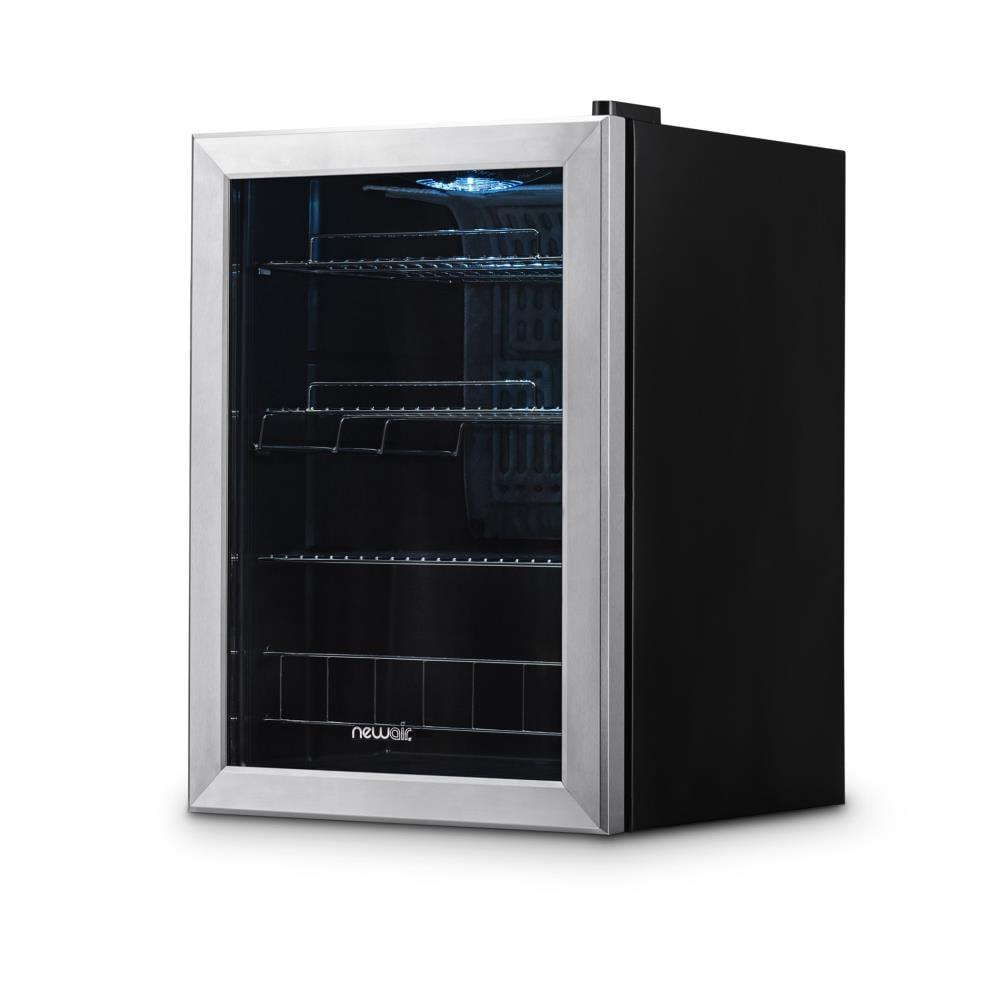 Newair 90 Can Freestanding Beverage Fridge in Stainless Steel, Compact with Adjustable Shelves