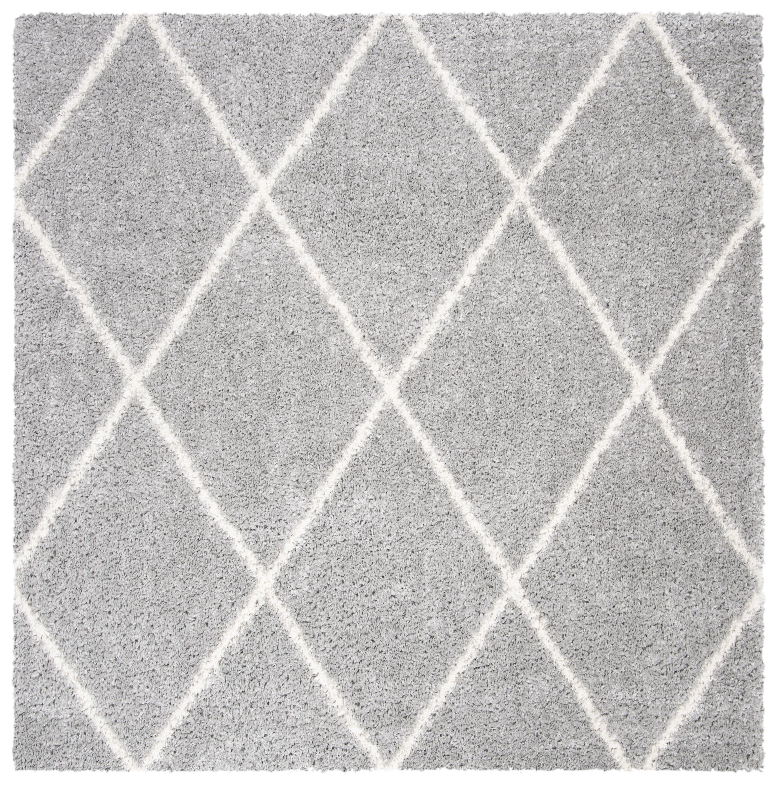Parma Shag PMA515 Power Loomed Indoor Area Rug - 5'3"x5'3" - Grey/Cream - Safavieh