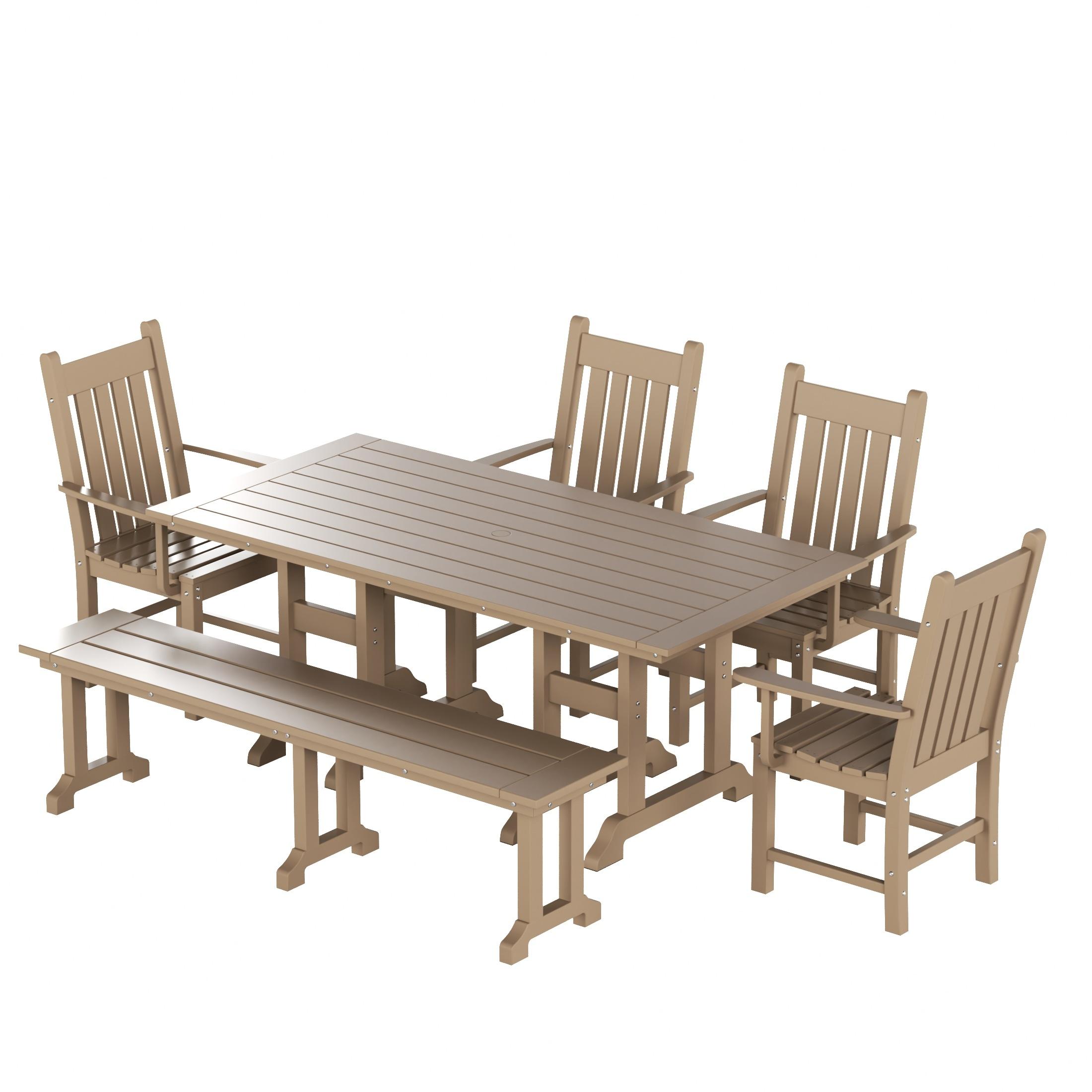 Polytrends  Laguna Hdpe All Weather Outdoor Patio 65" Bench Weathered Wood