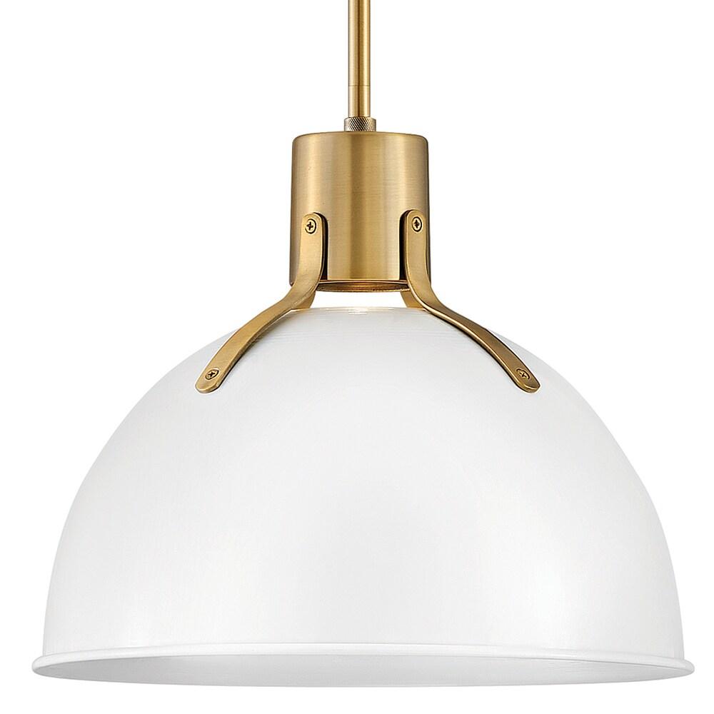 Argo Polished White 14" LED Bowl Pendant with Vintage Industrial Design