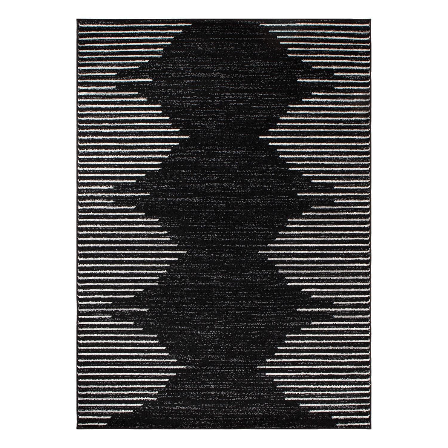 World Rug Gallery Bohemian Stripe Area Rug - Black 5' x 7'