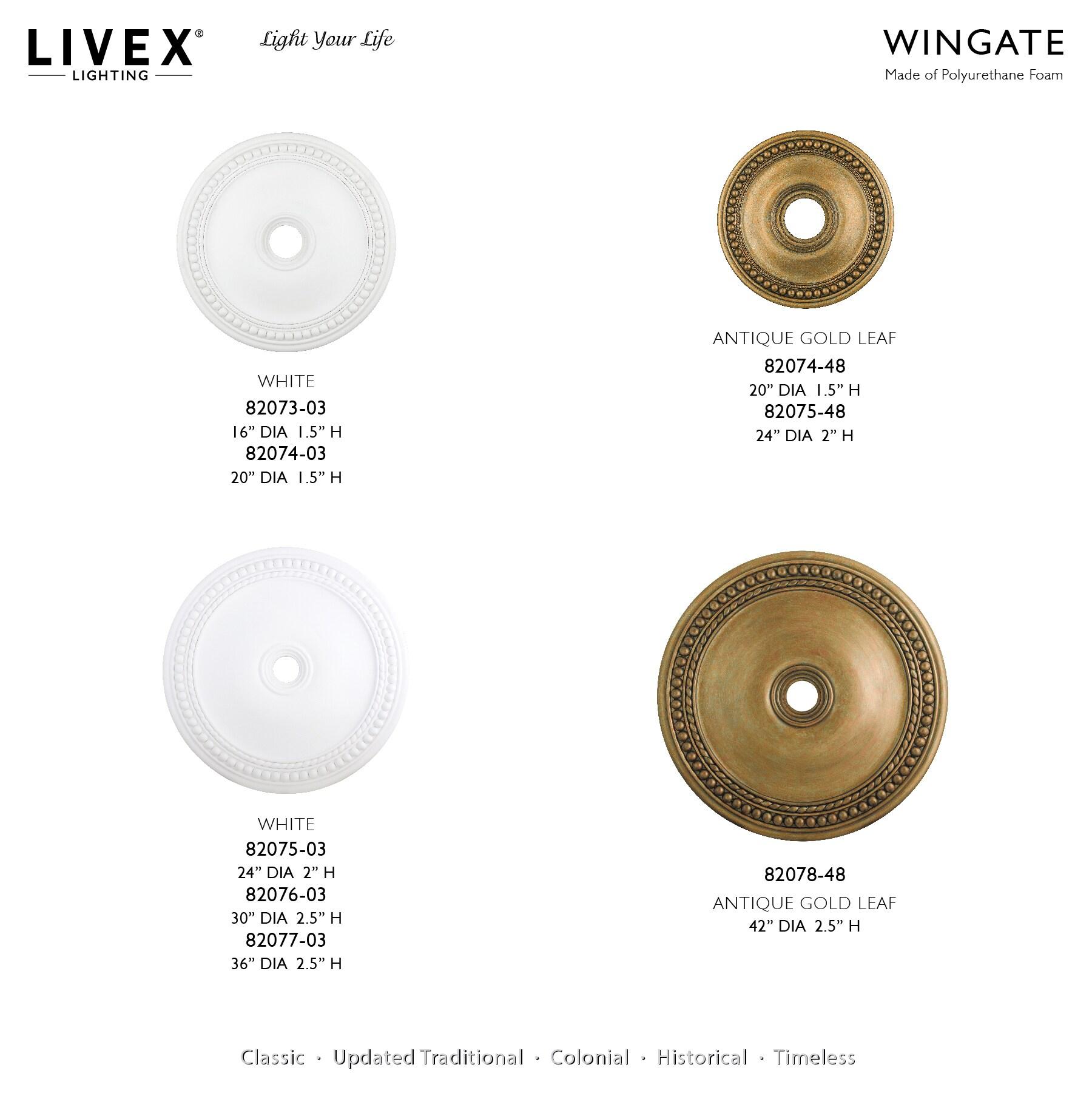 82074-03-Livex Lighting-Wingate - Ceiling Medallion in Style - 20 Inches wide by 1.5 Inches high-White Finish